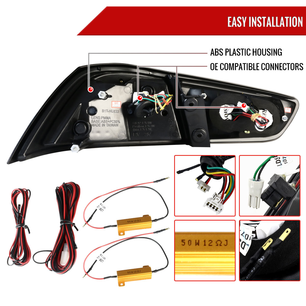 2008-2017 Mitsubishi Lancer / 2008-2015 Lancer EVO X Sedan LED Tail Lights (Matte Black Housing/Clear Lens)