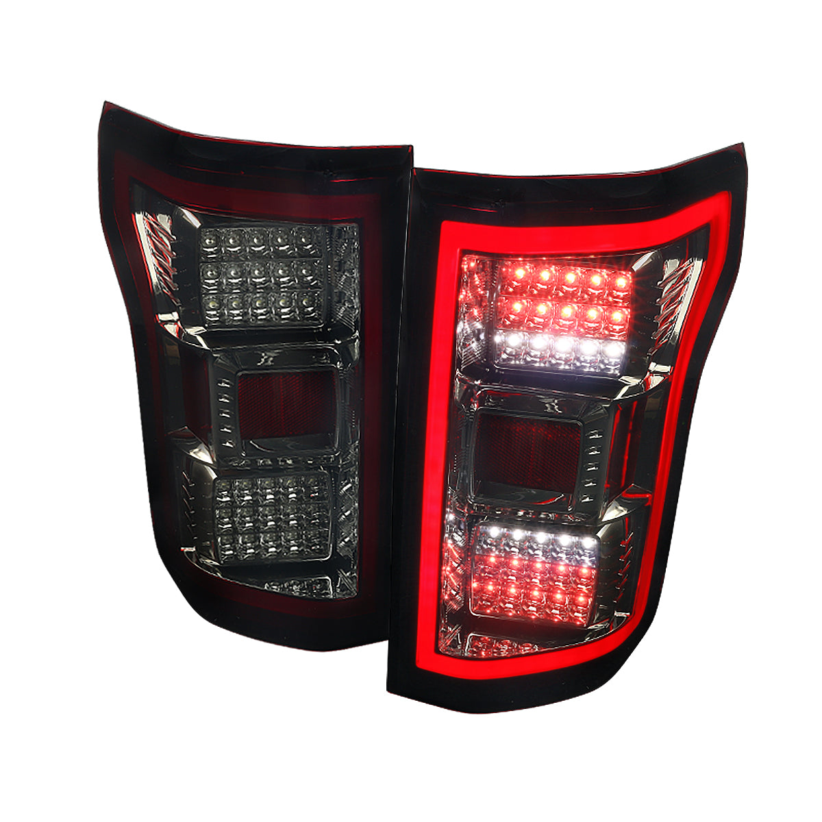 2018-2020 Ford F-150 LED Tail Lights (Chrome Housing/Red Smoked Lens)