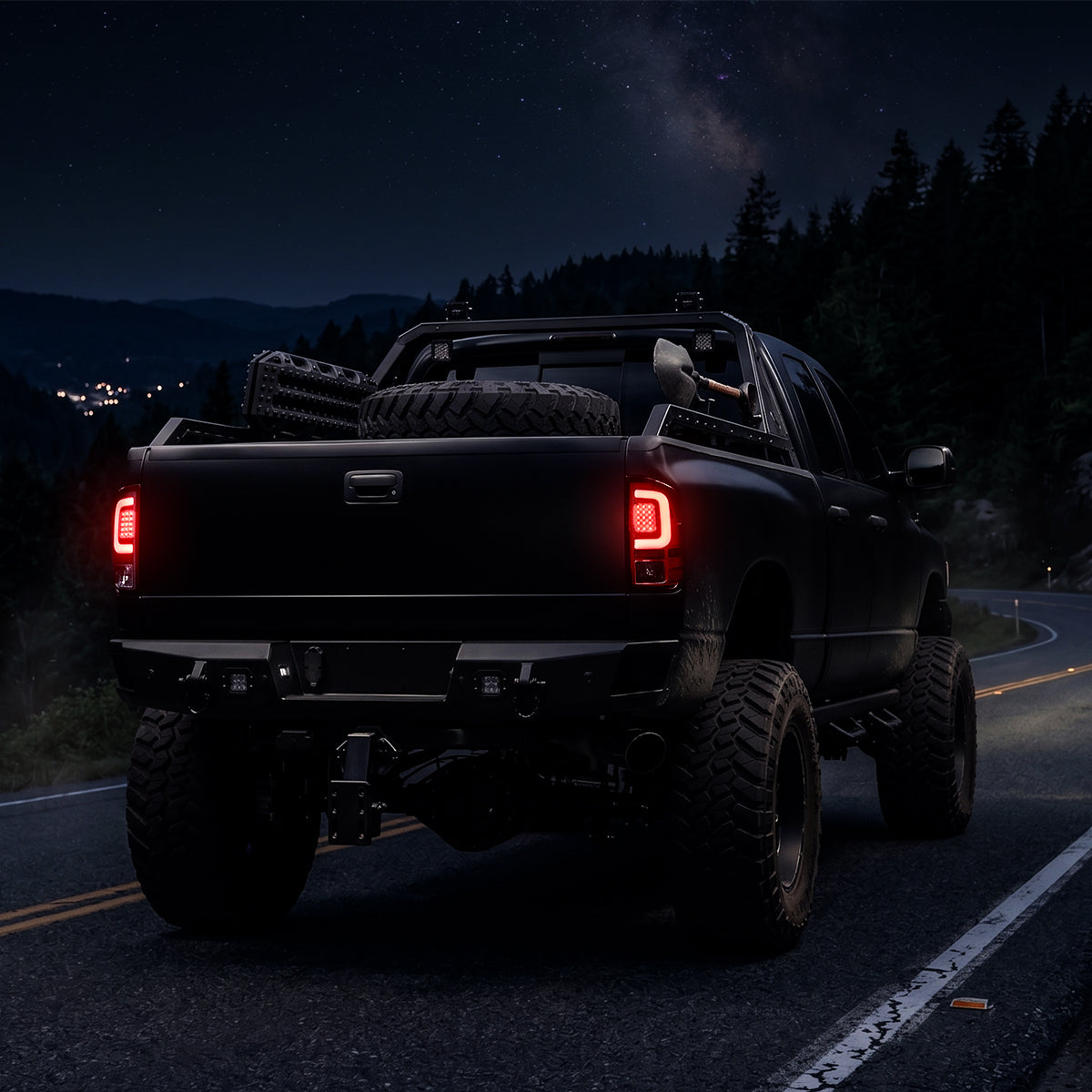 2008-2016 Ford F-250 / F-350 / F-450 / F-550 Super Duty LED C-Bar Tail Lights (Chrome Housing / Red Clear Lens)