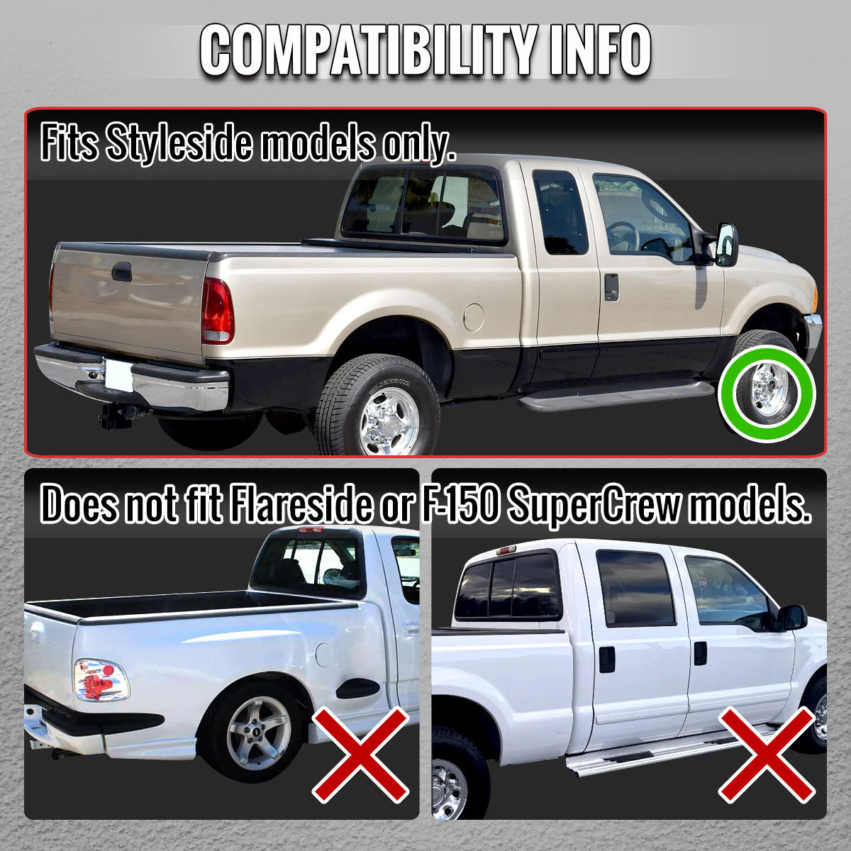 1999-2007 Ford F-250 / F-350 / F-450 / F-550 Super Duty LED C-Bar Tail Lights (Chrome Housing / Red Clear Lens)