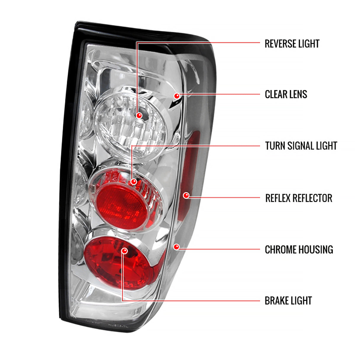 2005-2014 Nissan Frontier/ 2009-2012 Suzuki Equator Tail Lights (Chrome Housing/Clear Lens)