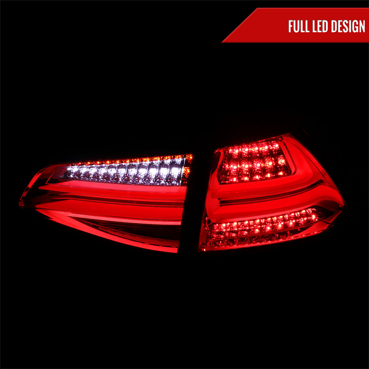 2015-2017 Volkswagen Golf/GTI LED Tail Lights (Chrome Housing/Red Lens)