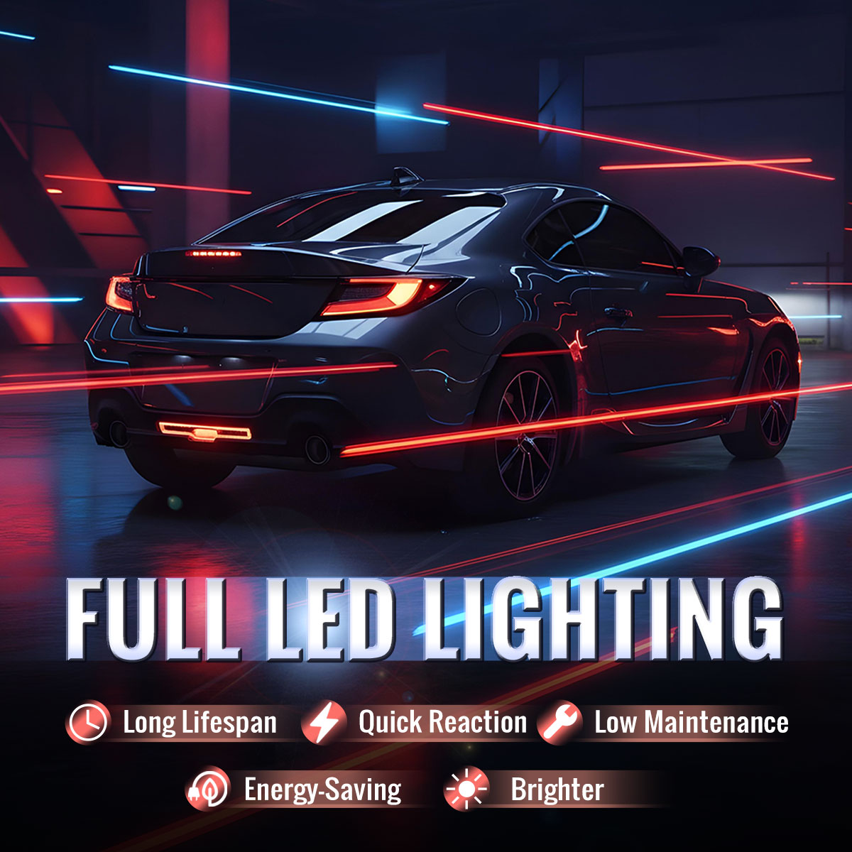 2022-2024 Toyota GR86 / Subaru BRZ Rear Bumper Full LED 4th Reverse Tail Brake Light (Matte Black Housing / Clear Lens)