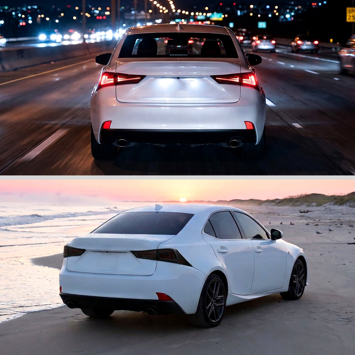 2014-2017 Lexus IS250 / IS350 Full LED Tail Lights with Sequential Turn Signal (Glossy Black Housing / Smoked Lens)