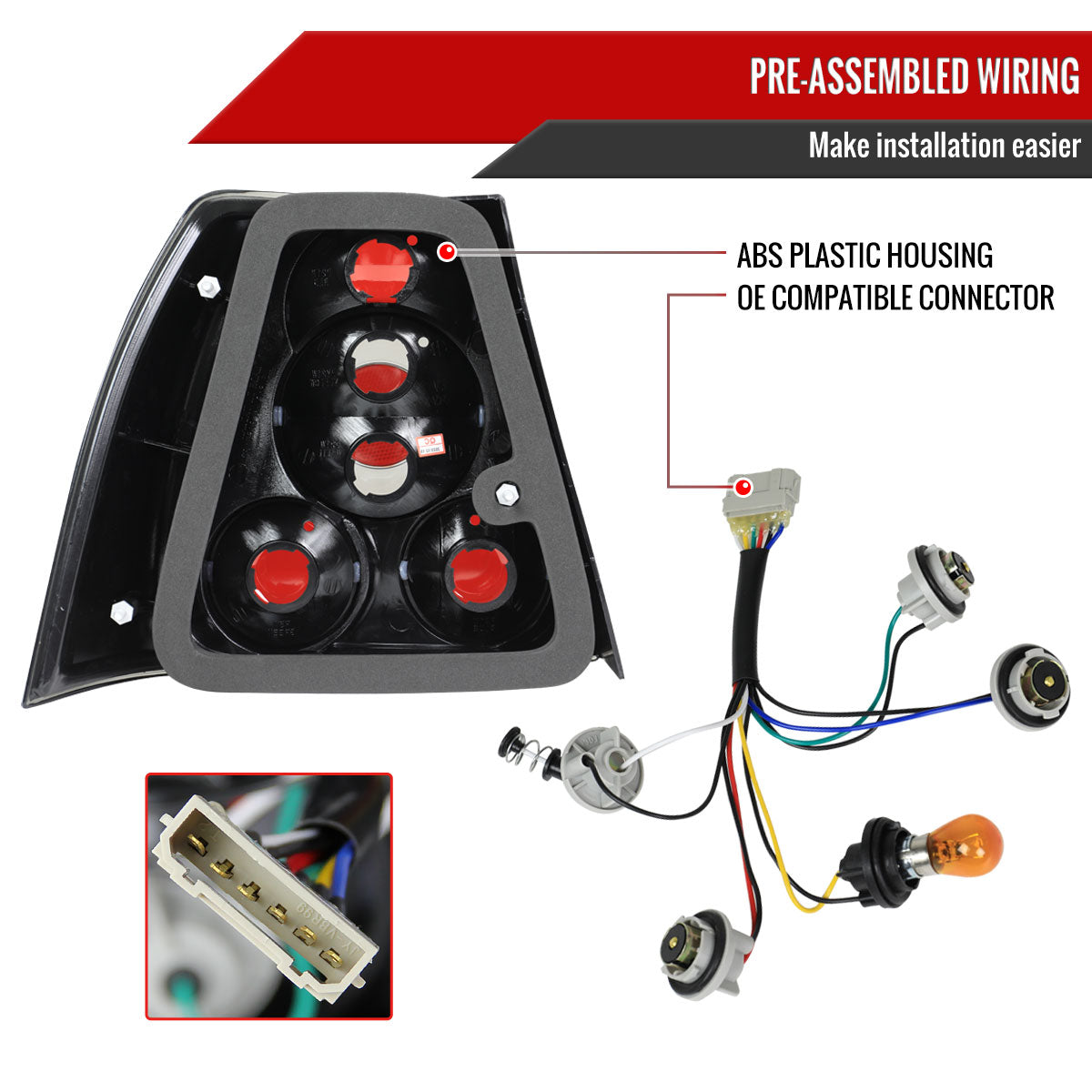1999-2005 Volkswagen Jetta/Bora Mk4 Sedan Tail Lights (Glossy Black Housing/Smoked Lens)