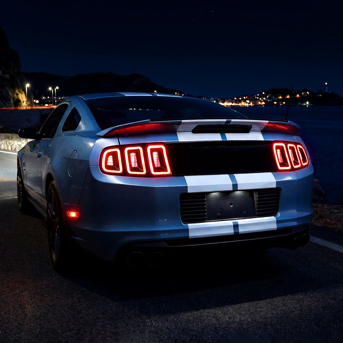 2010-2012 Ford Mustang Base GT Red Tail Lights w/ Sequential LED Turn Signal (Black Hoursing / Red Lens)