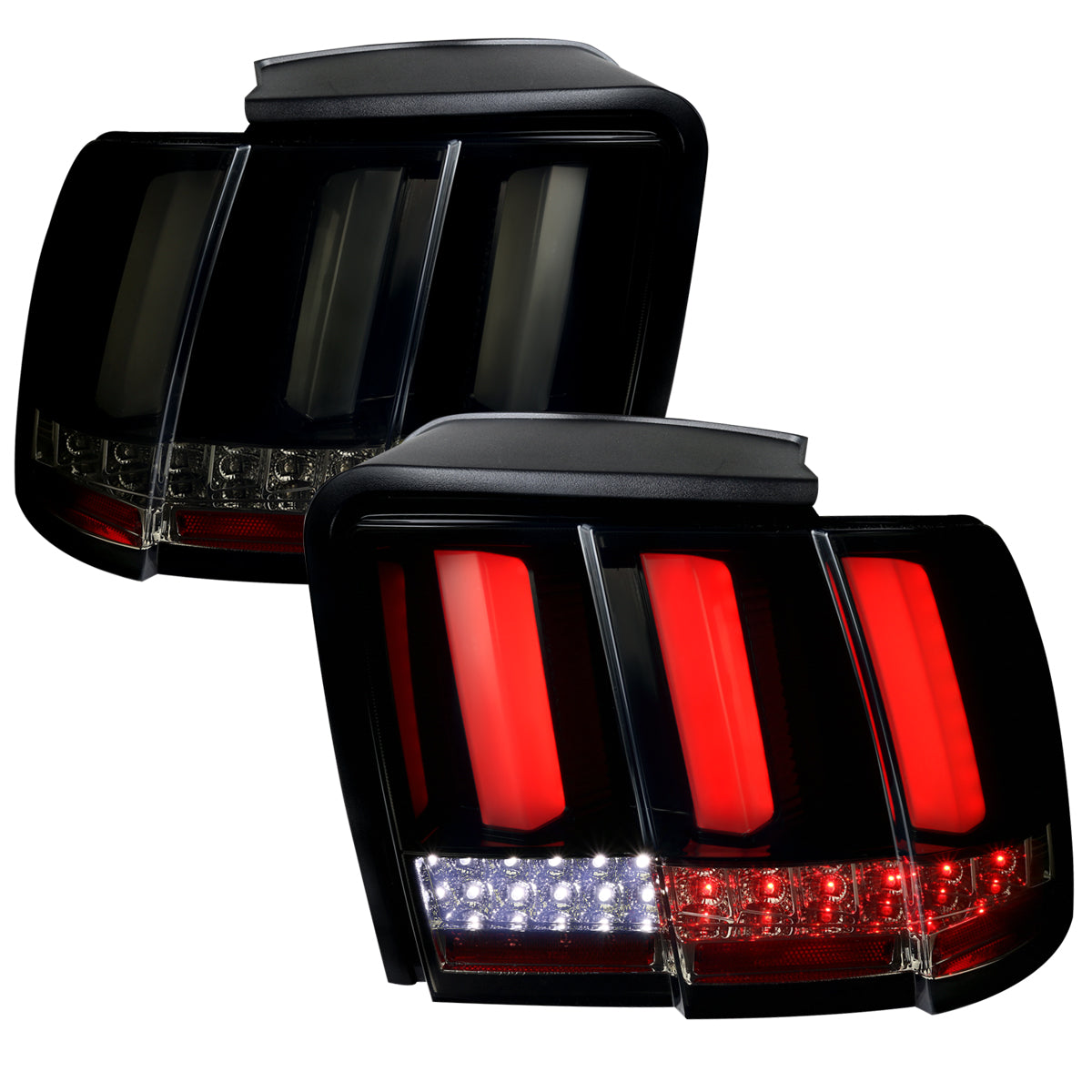 1999-2004 Ford Mustang Sequential LED Tail Lights (Glossy Black Housing/Smoked Lens)