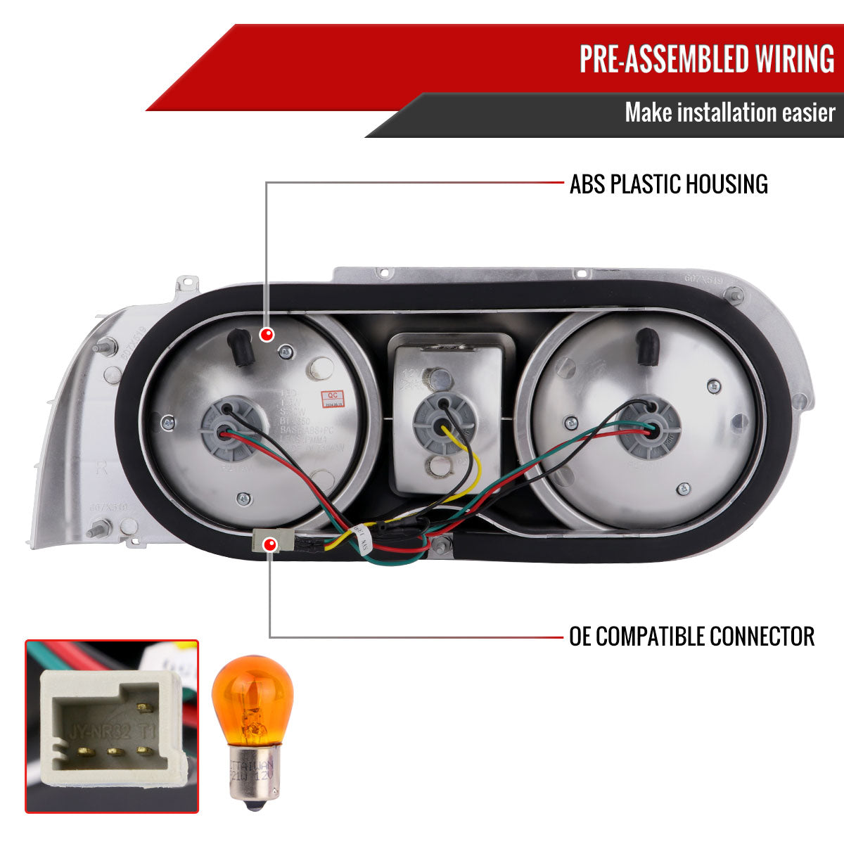 1989-1994 Nissan Skyline GT R32 JDM Red LED Tail Lights (Chrome Housing/Red Lens)