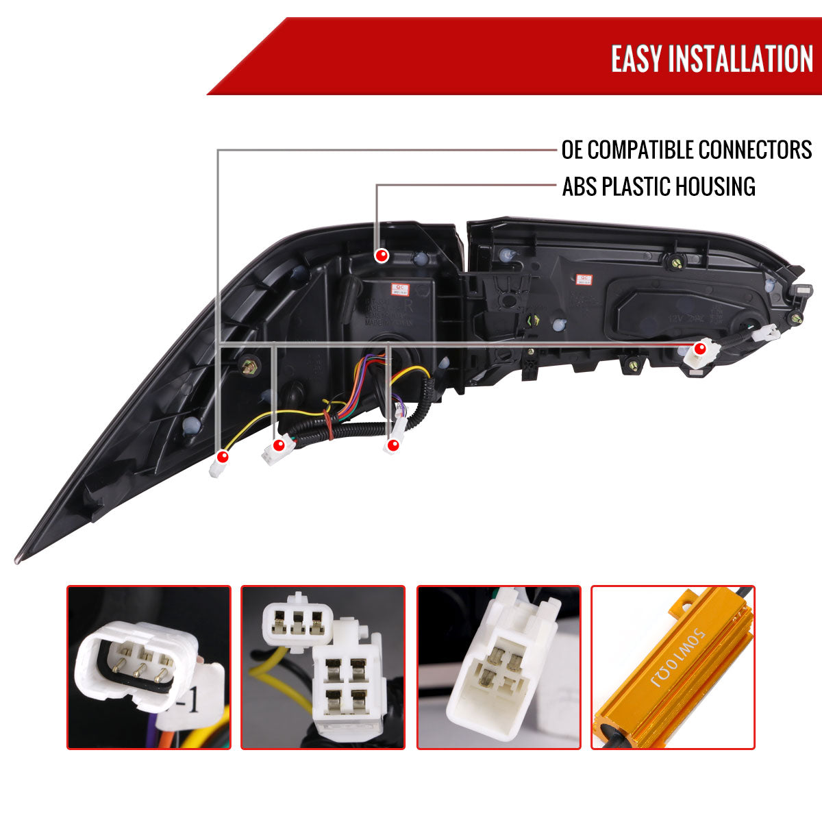 2019-2024 Toyota RAV4 Red LED Bar Sequential Signal Tail Lights (Matte Black Housing/Clear Lens)