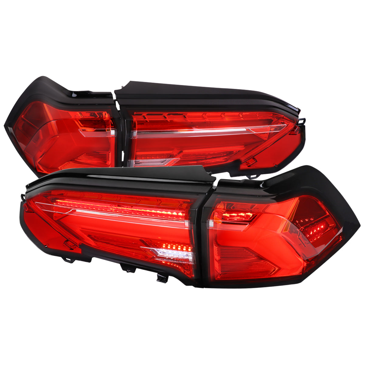 2019-2024 Toyota RAV4 Red LED Bar Sequential Signal Tail Lights (Chrome Housing/Red Lens)