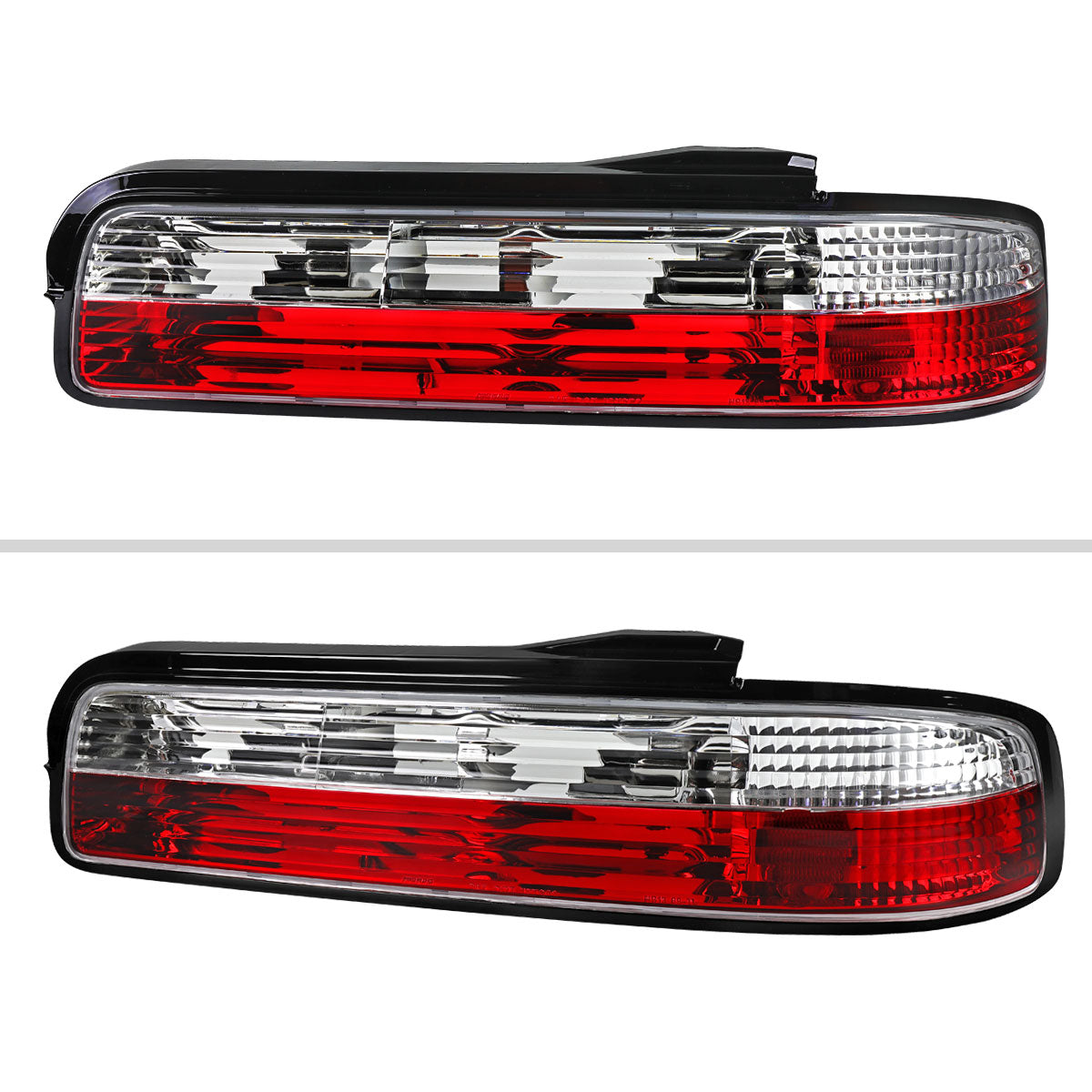 1989-1994 Nissan 240SX S13 Coupe Tail Lights (Chrome Housing/Red Clear Lens)