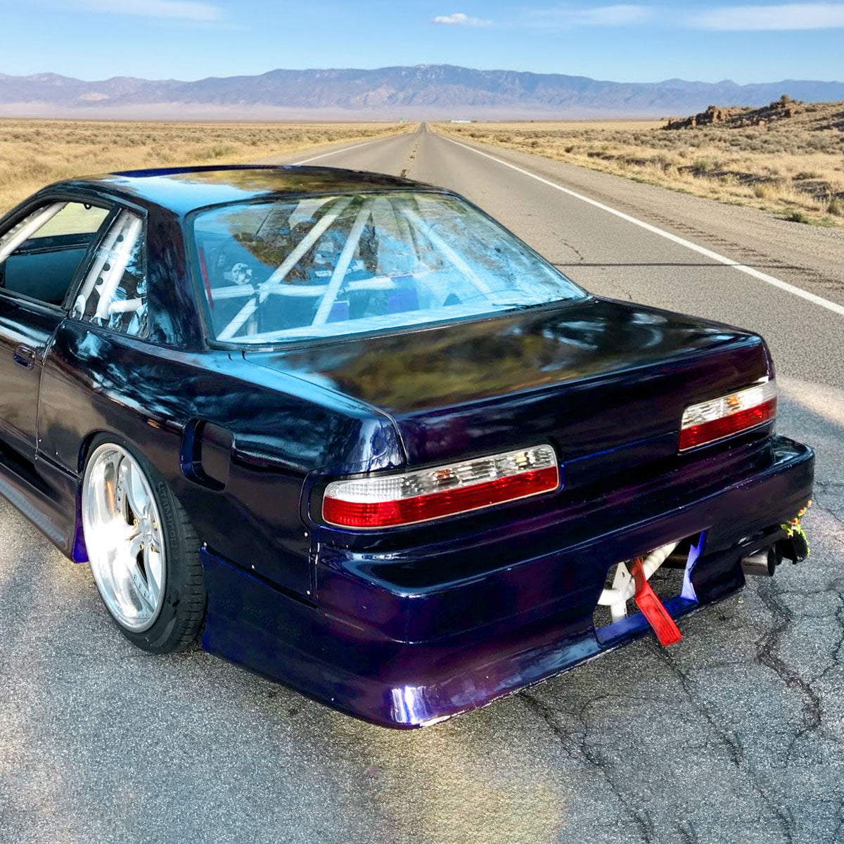 1989-1994 Nissan 240SX S13 Coupe Tail Lights (Chrome Housing/Red Clear Lens)
