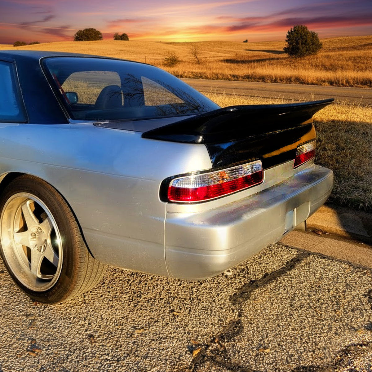 1989-1994 Nissan 240SX S13 Coupe Tail Lights (Chrome Housing/Red Clear Lens)