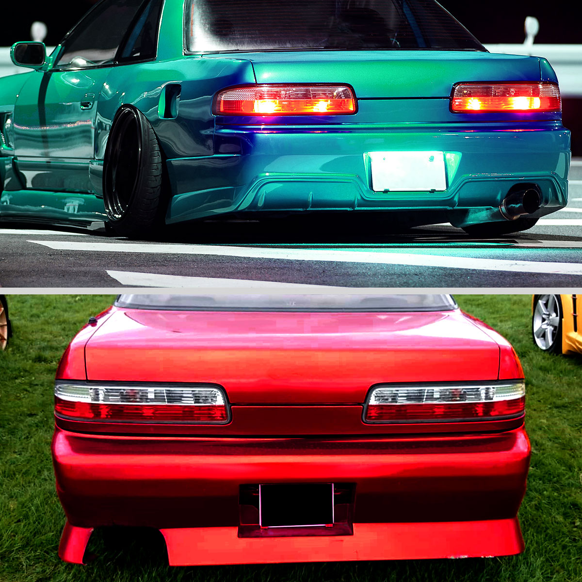 1989-1994 Nissan 240SX S13 Coupe Tail Lights (Chrome Housing/Red Clear Lens)