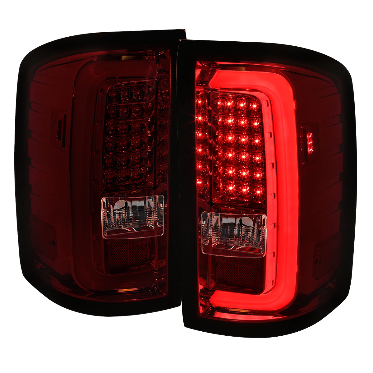 2014-2018 GMC Sierra 1500/2500HD/3500HD LED Tail Lights (Chrome Housing/Red Smoked Lens)
