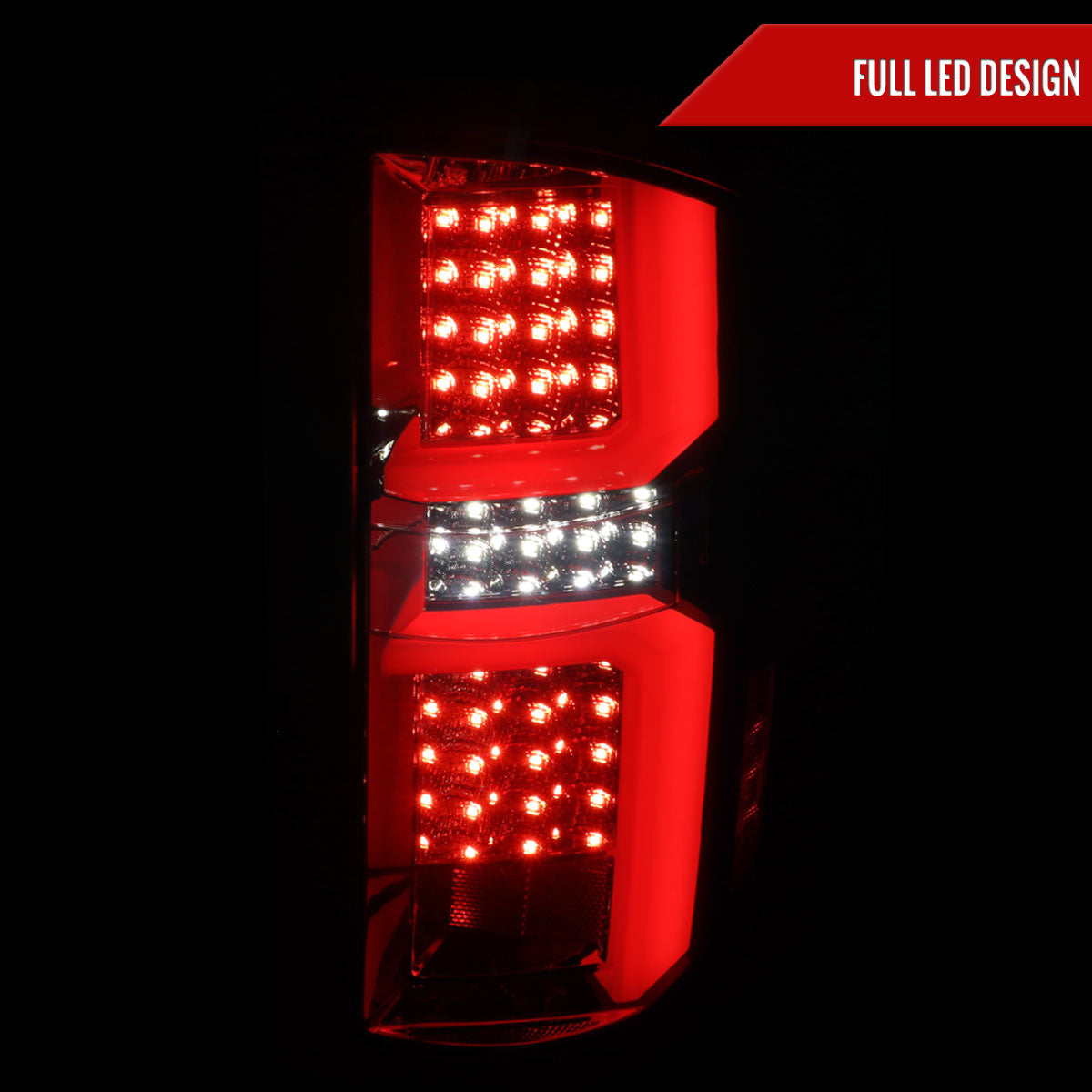 2007-2013 Chevrolet Silverado 1500/ 2007-2014 Silverado 2500HD/3500HD LED Tail Lights with White LED Bar (Chrome Housing/Smoked Lens)