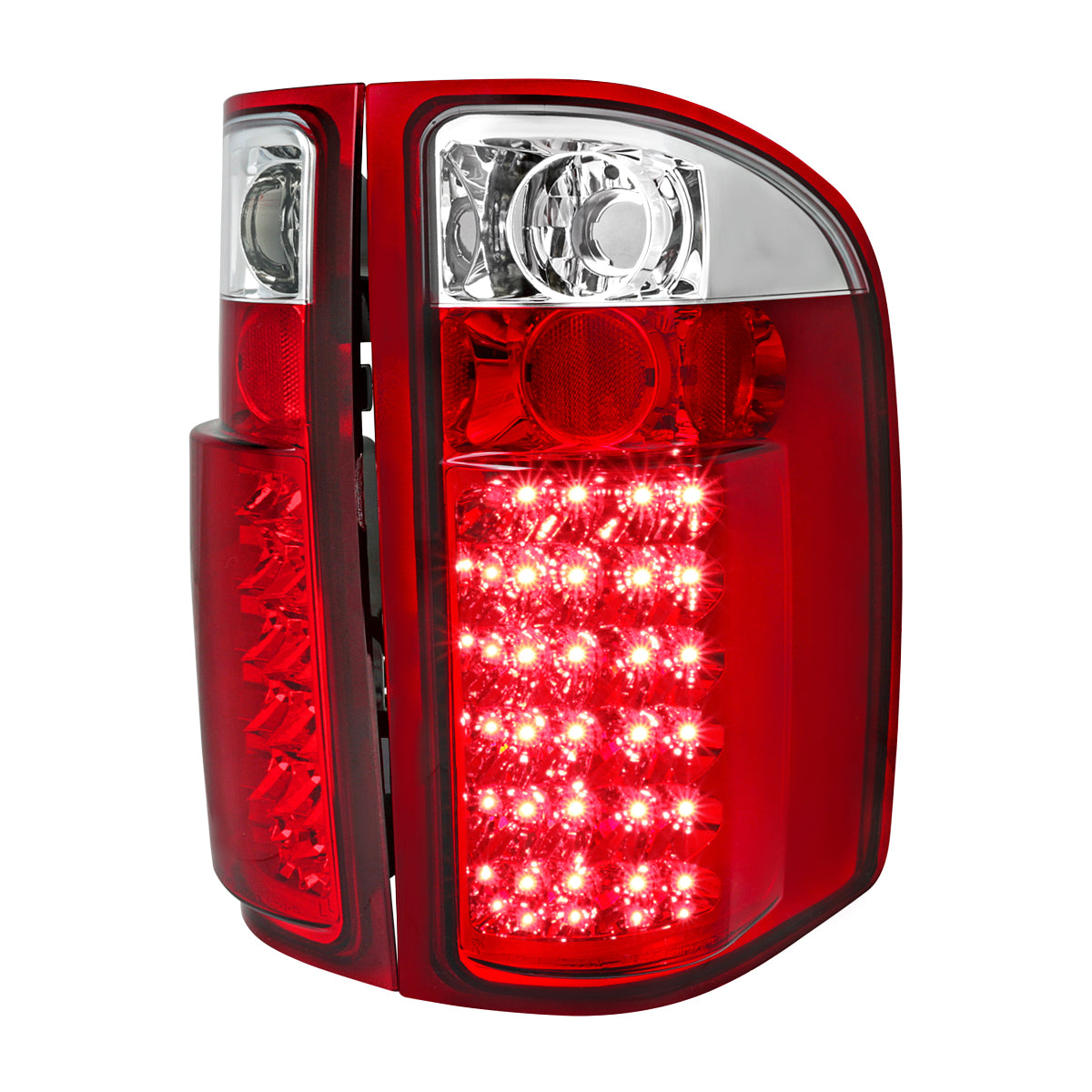 2007-2014 Chevrolet Silverado LED Tail Lights (Chrome Housing/Red Lens)
