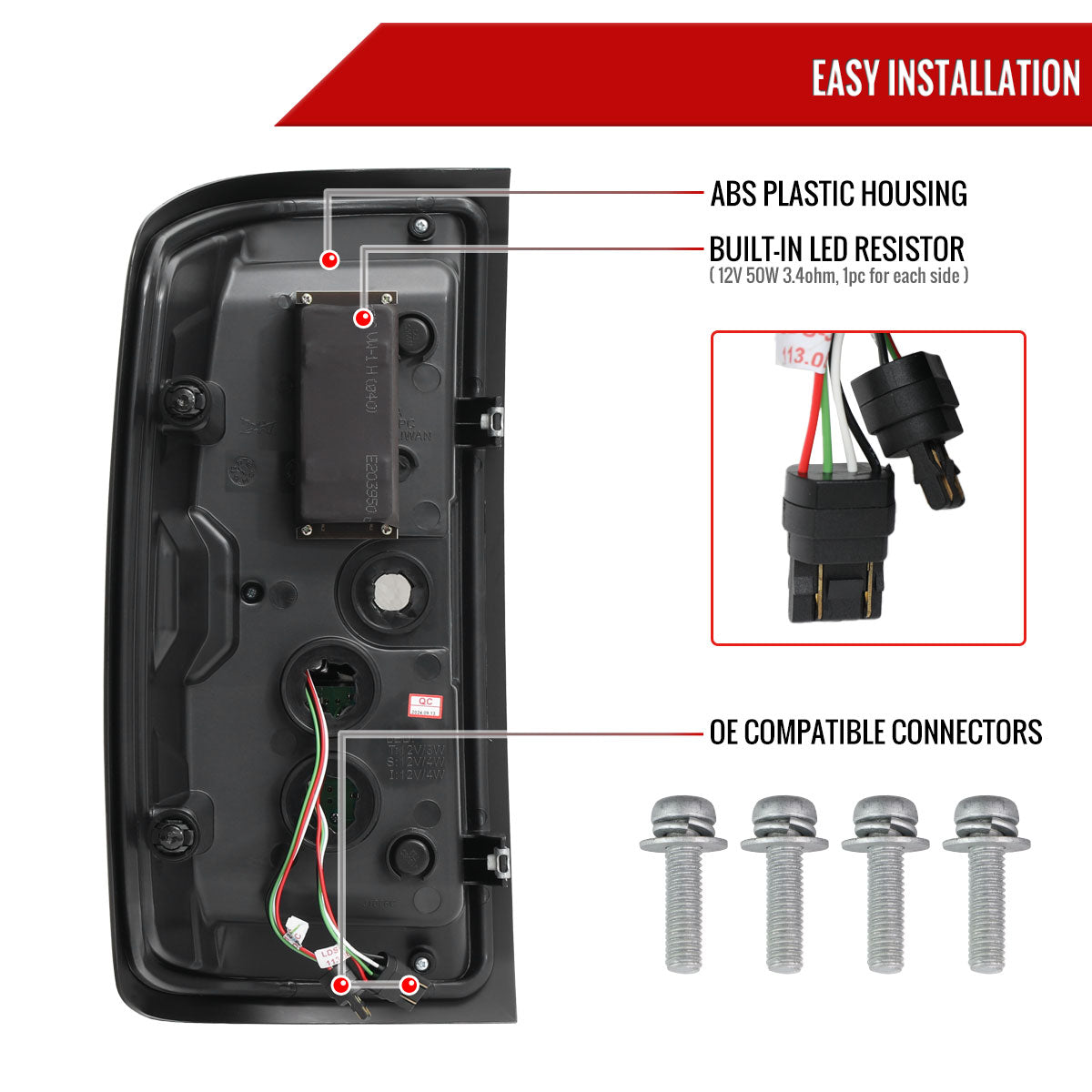 2014-2019 Chevrolet Silverado 1500/ 2015-2019 Silverado 2500HD 3500HD GMC Sierra 3500HD Red Bar LED Tail Lights (Black Housing/Clear Lens)
