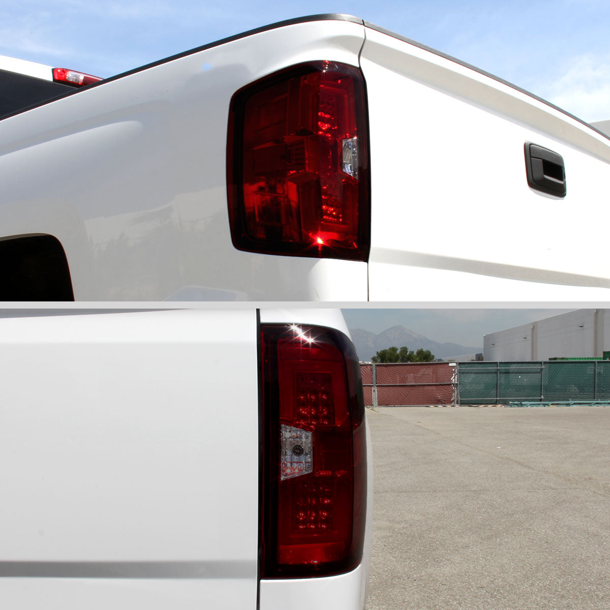 2014-2019 Chevrolet Silverado 1500/ 2015-2019 Silverado 2500HD 3500HD GMC Sierra 3500HD LED Tail Lights (Chrome Housing/Red Smoked Lens)