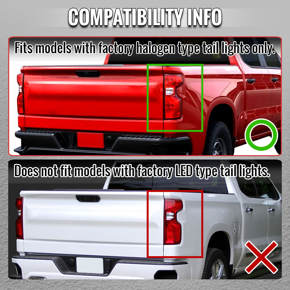 2019-2026 Chevrolet Silverado 1500 / 2020-2023 Silverado 2500HD/3500HD Full LED Switchback Sequential Tail Lights (Glossy Black Housing / Smoked Lens)