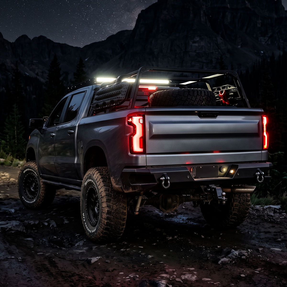 2019-2026 Chevrolet Silverado 1500 / 2020-2023 Silverado 2500HD/3500HD Full LED Switchback Sequential Tail Lights (Jet Black Housing / Clear Lens)