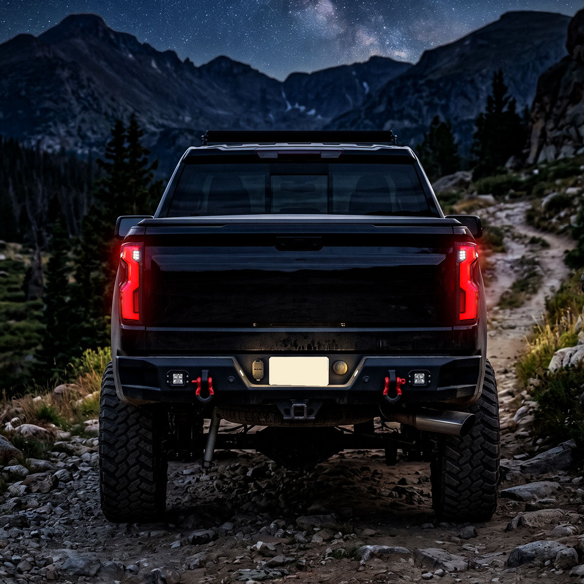 2019-2026 Chevrolet Silverado 1500 / 2020-2023 Silverado 2500HD/3500HD Full LED Switchback Sequential Tail Lights  (Black Housing / Clear Lens)