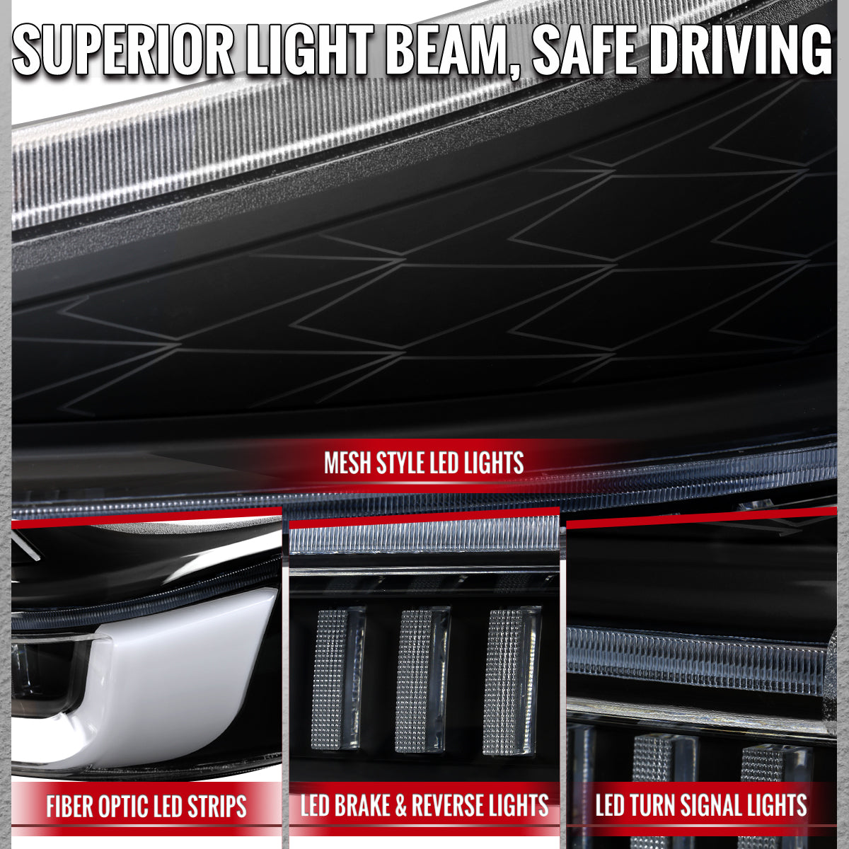 2011-2014 Toyota Sienna Full LED Tail Lights w/ Sequential Turn Signal and Startup Animation (Black Housing / Clear Lens)