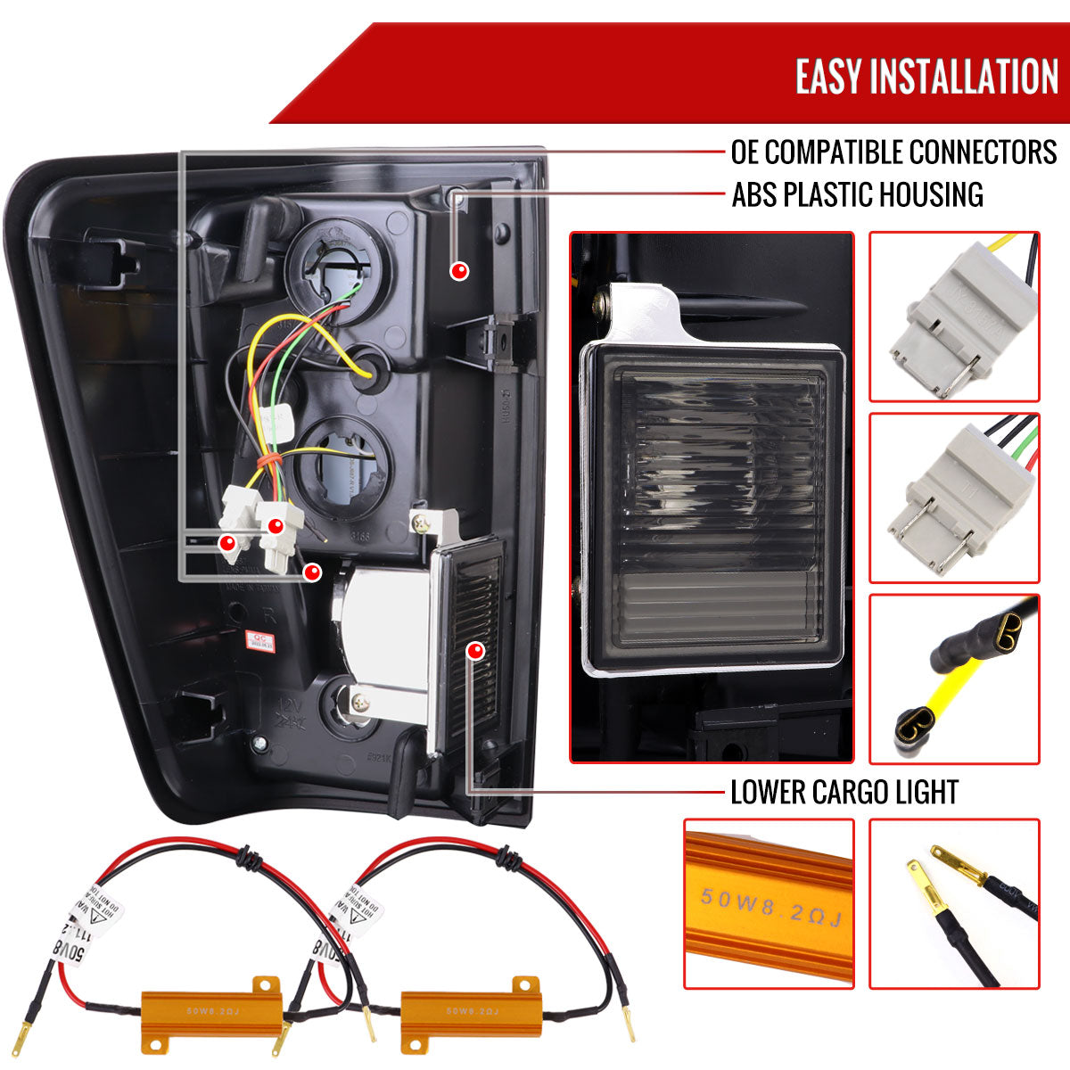 2004-2015 Nissan Titan LED Tail Lights with White LED Tube (Chrome Housing/Smoked Lens)