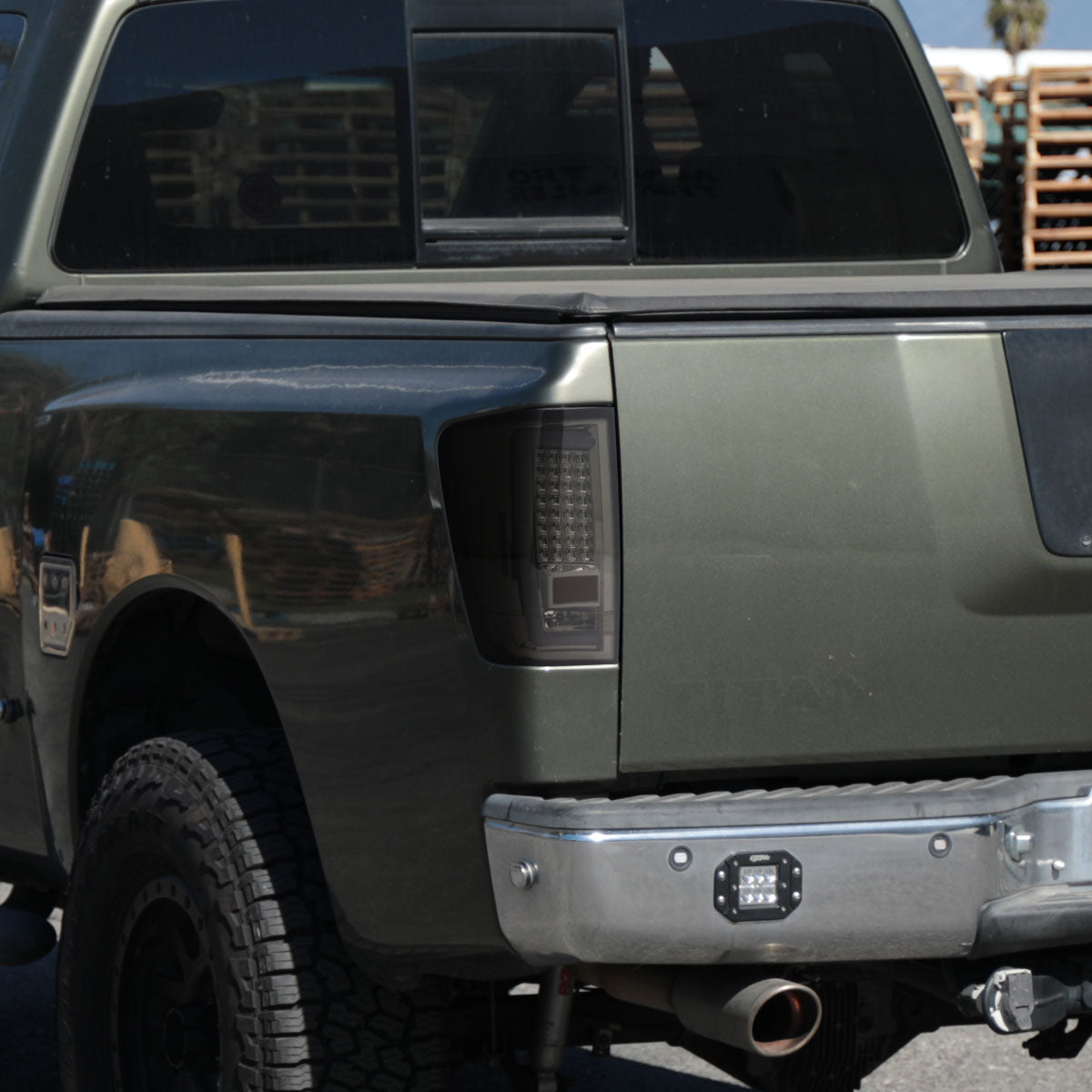 2004-2015 Nissan Titan LED Tail Lights with White LED Tube (Chrome Housing/Smoked Lens)