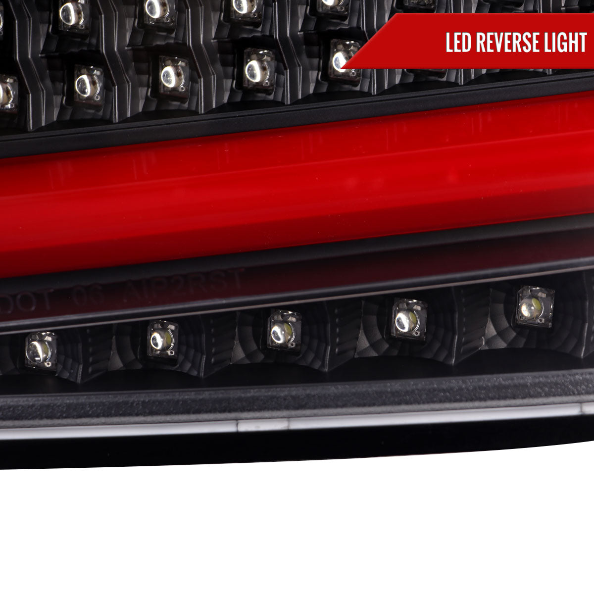 2008-2014 Subaru ImprezaWRX/STI Red LED Bar Sequential Turn Signal Tail Lights (Matte Black Housing/Clear Lens)
