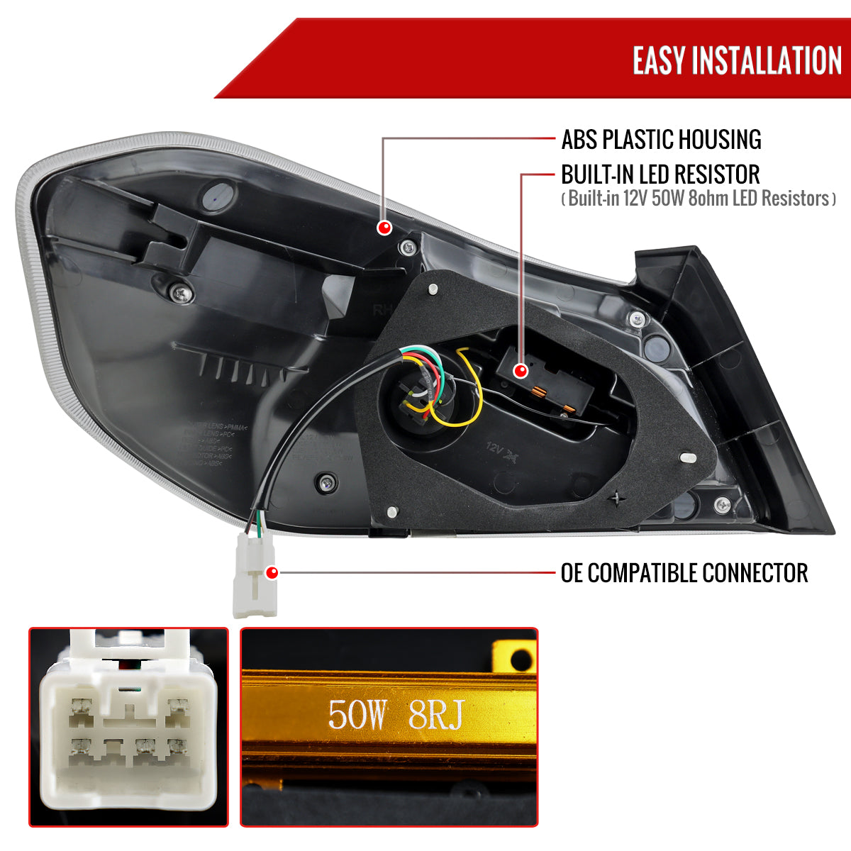 2015-2021 Subaru WRX STi Tail Light w/ Sequential LED Turn SignaL and LED Side Marker Brake Reverse (Black Housing / Smoked Lens)
