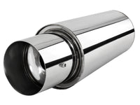 Universal 2.5" Inlet/4" Outlet Stainless Steel Spiral Flow Exhaust Muffler w/ Silencer