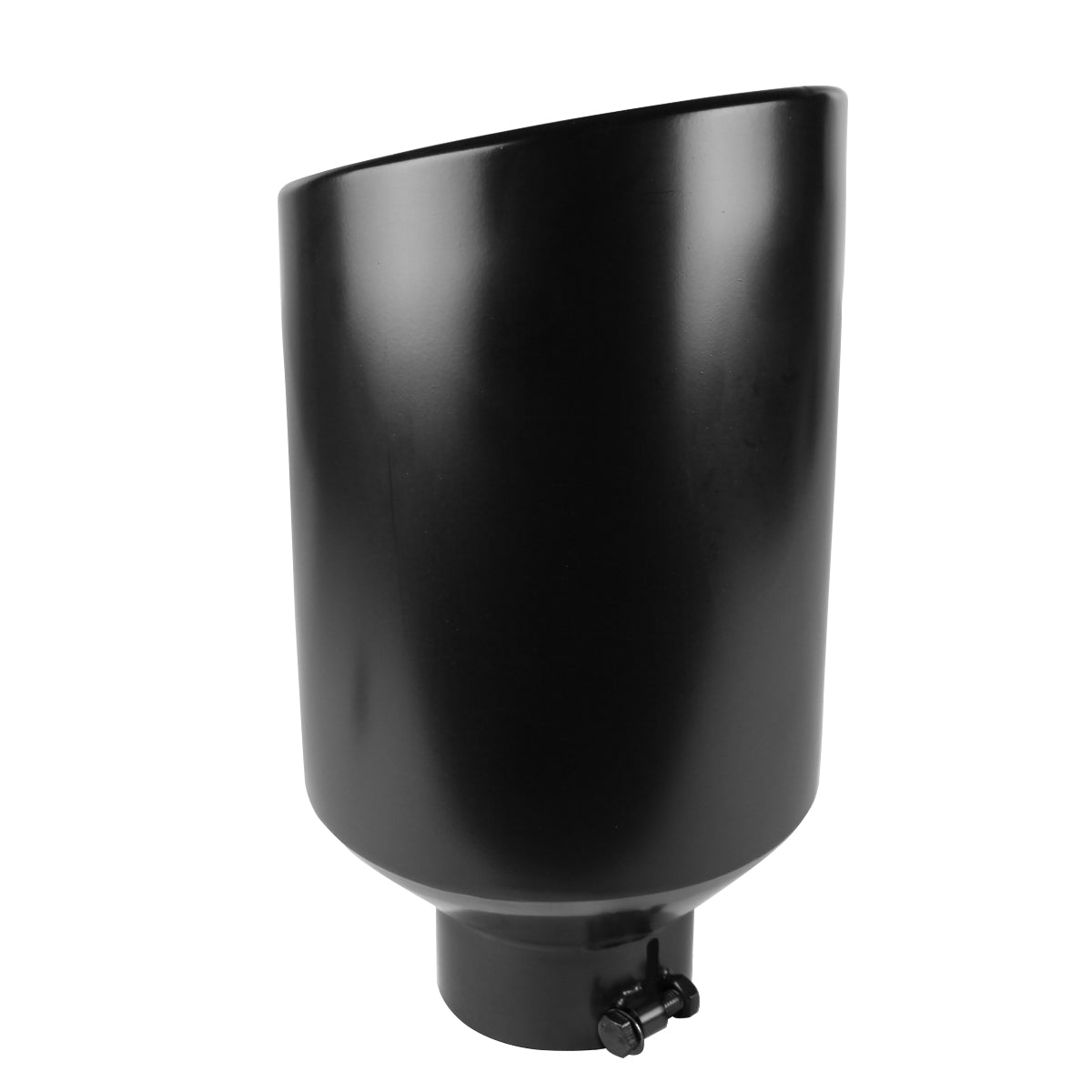 Universal 4" Inlet/8" Outlet Black Stainless Steel Bolt-On Angled Exhaust Tip