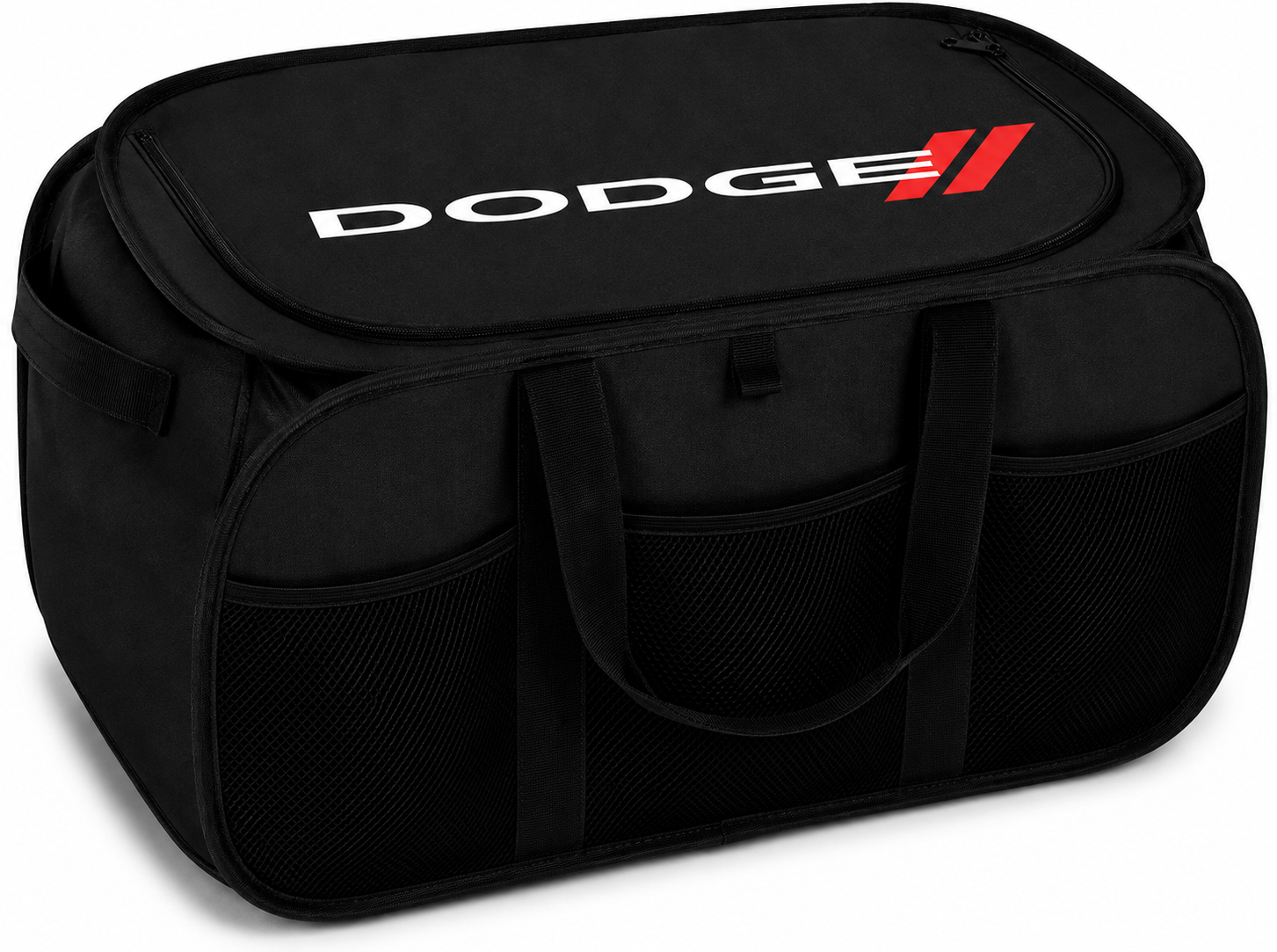 Dodge Pop Up Trunk Storage Organizer - Black Organization Expandable/Collapsible Caddy with Logo for All Dodge Vehicles