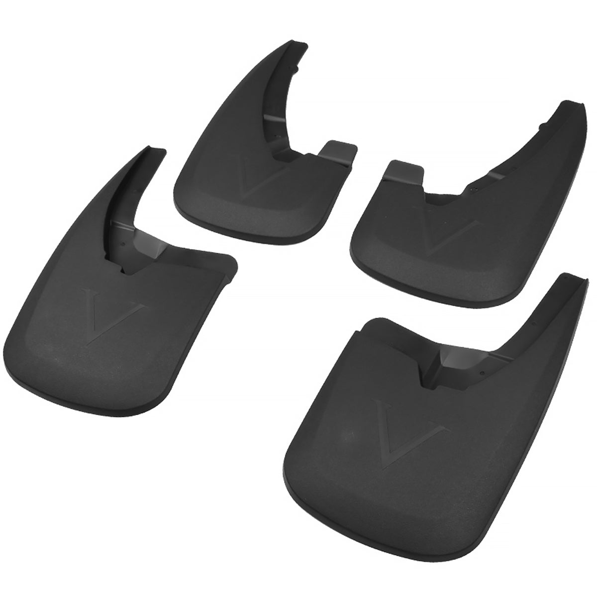 2009-2018 Dodge RAM 1500 / 2019-2021 Dodge RAM Classic / 2010-2018 RAM 2500 3500 Black ABS Front & Rear Mud Flap Splash Guards (Models without OEM Wheel Lip Moldings)