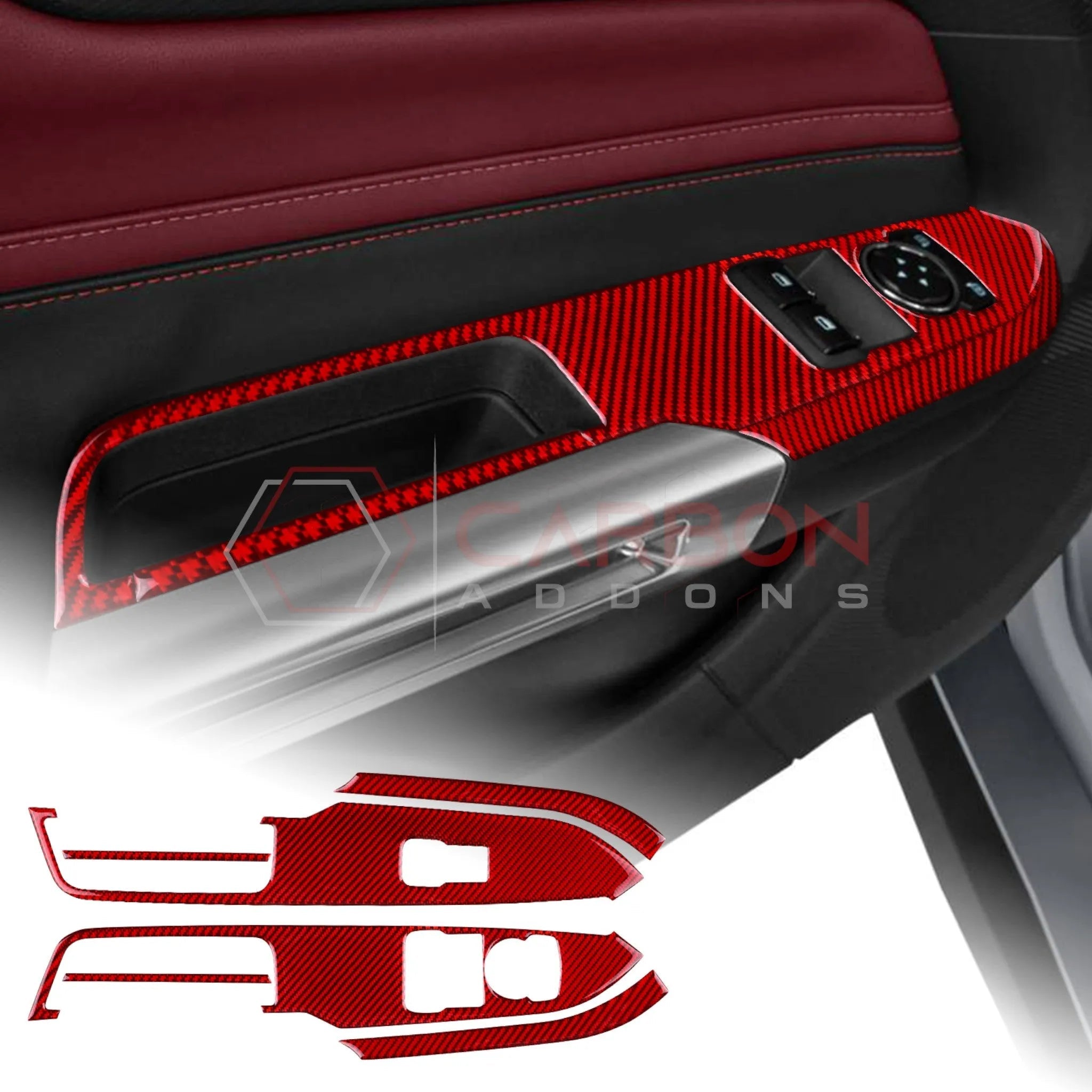 2024+ S650 Mustang Real Carbon Window switch Trim Overlay