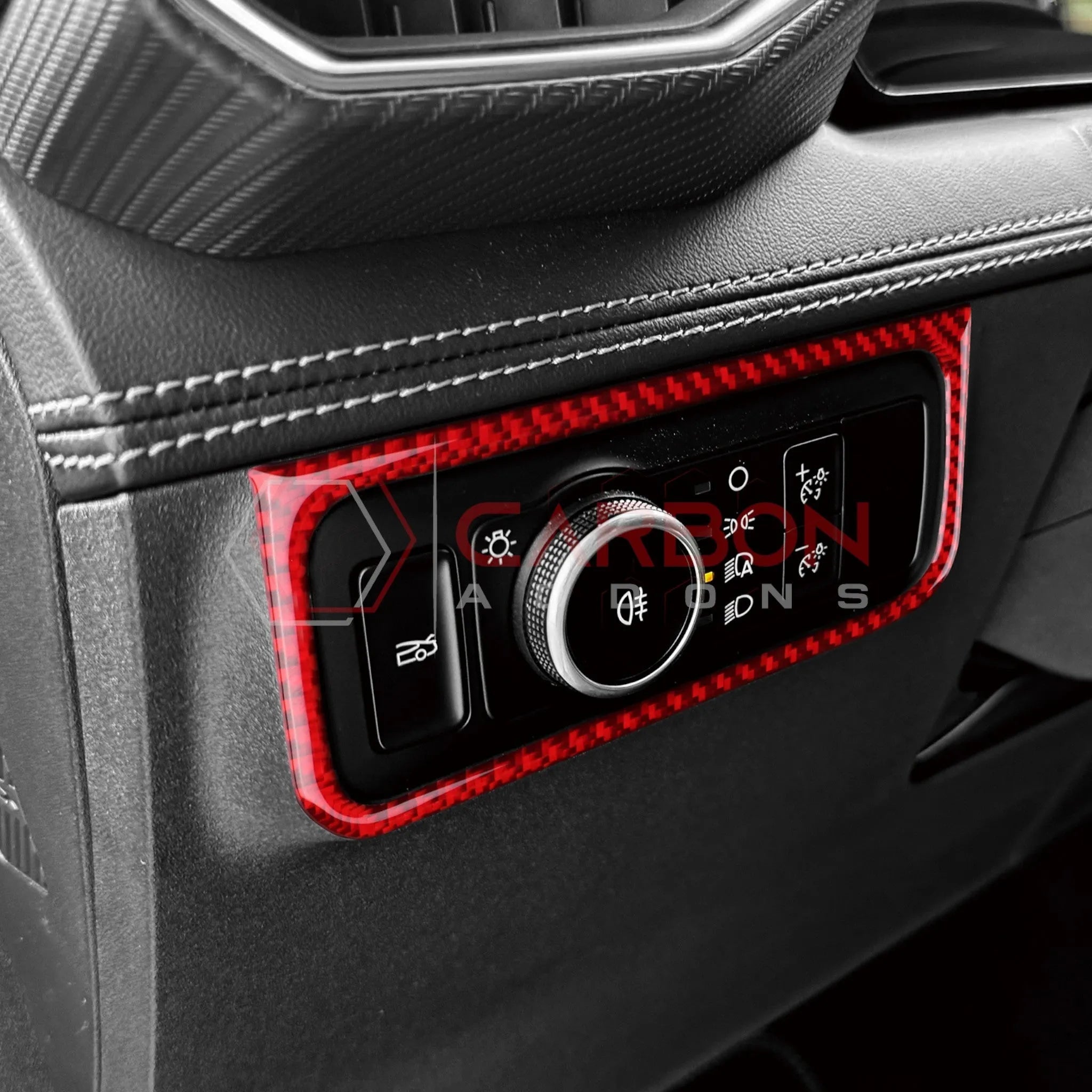 2024+ S650 Mustang Real Carbon Fiber Headlight Control Outer Trim Overlay