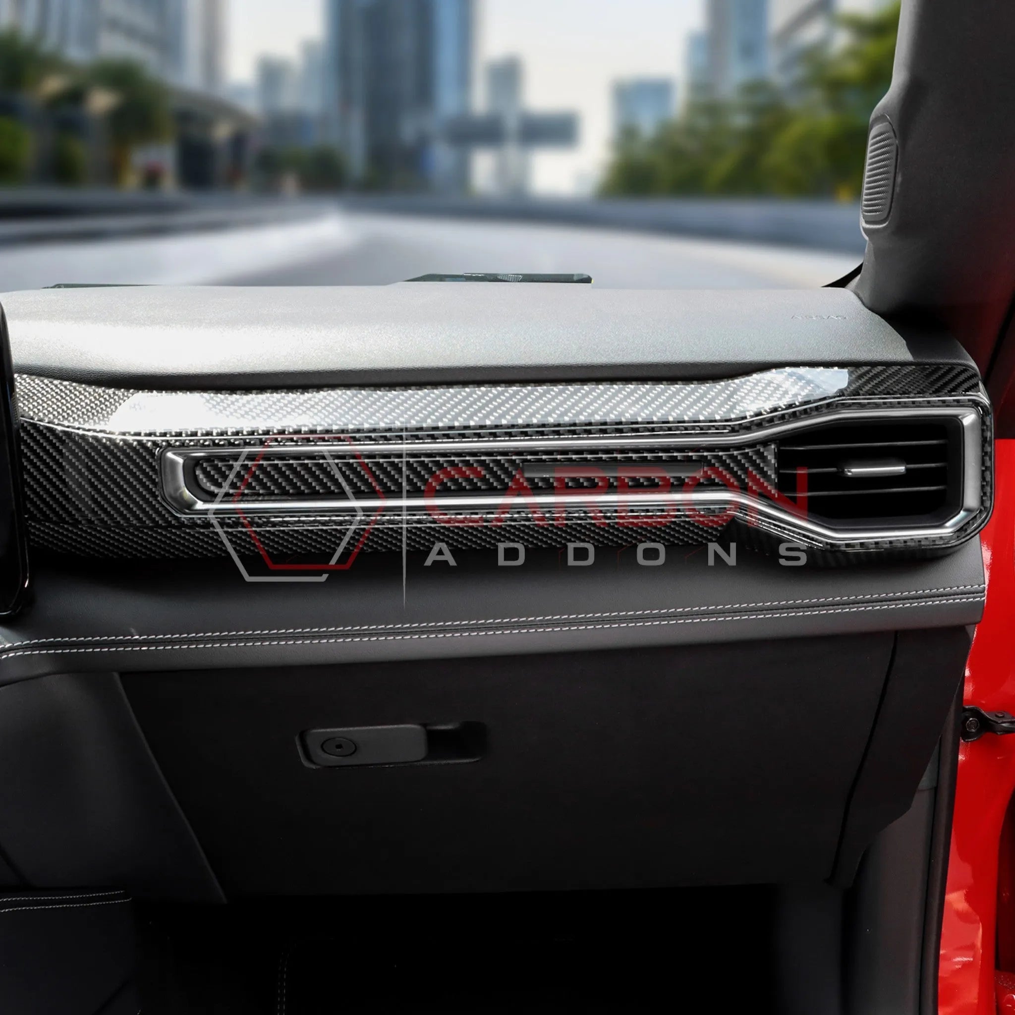 2024+ S650 Mustang Real Carbon Fiber Passenger Side Dashboard Trim Overlays