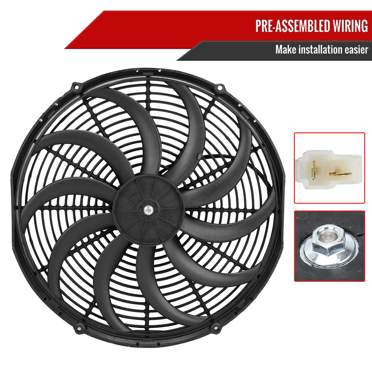 Universal 16 Inch 12V/160W Radiator Cooling Fan Kit