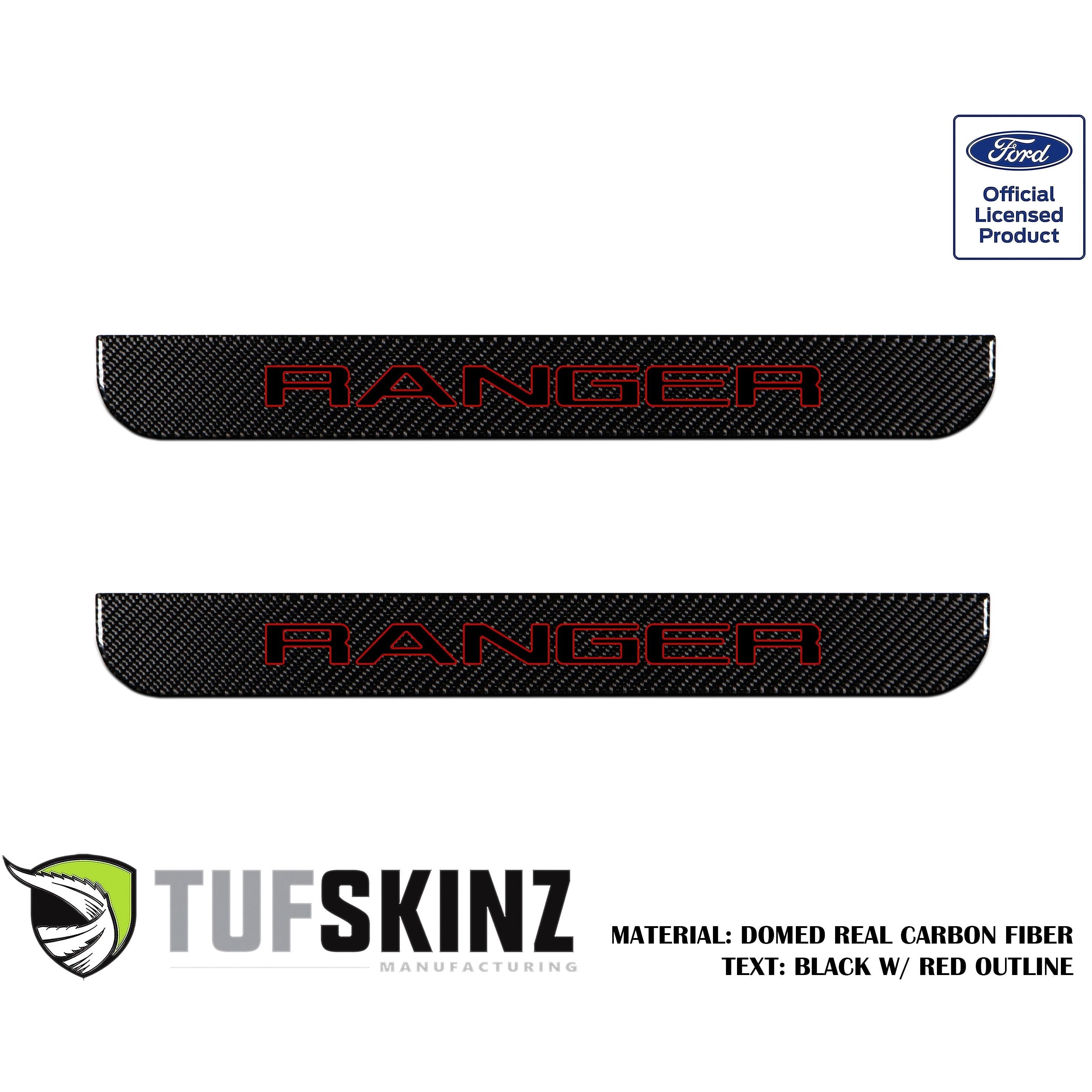 Supercrew Front Door Sill Trim Accent Trim Fits 2019-2020 Ford Ranger Black w/Red Outline