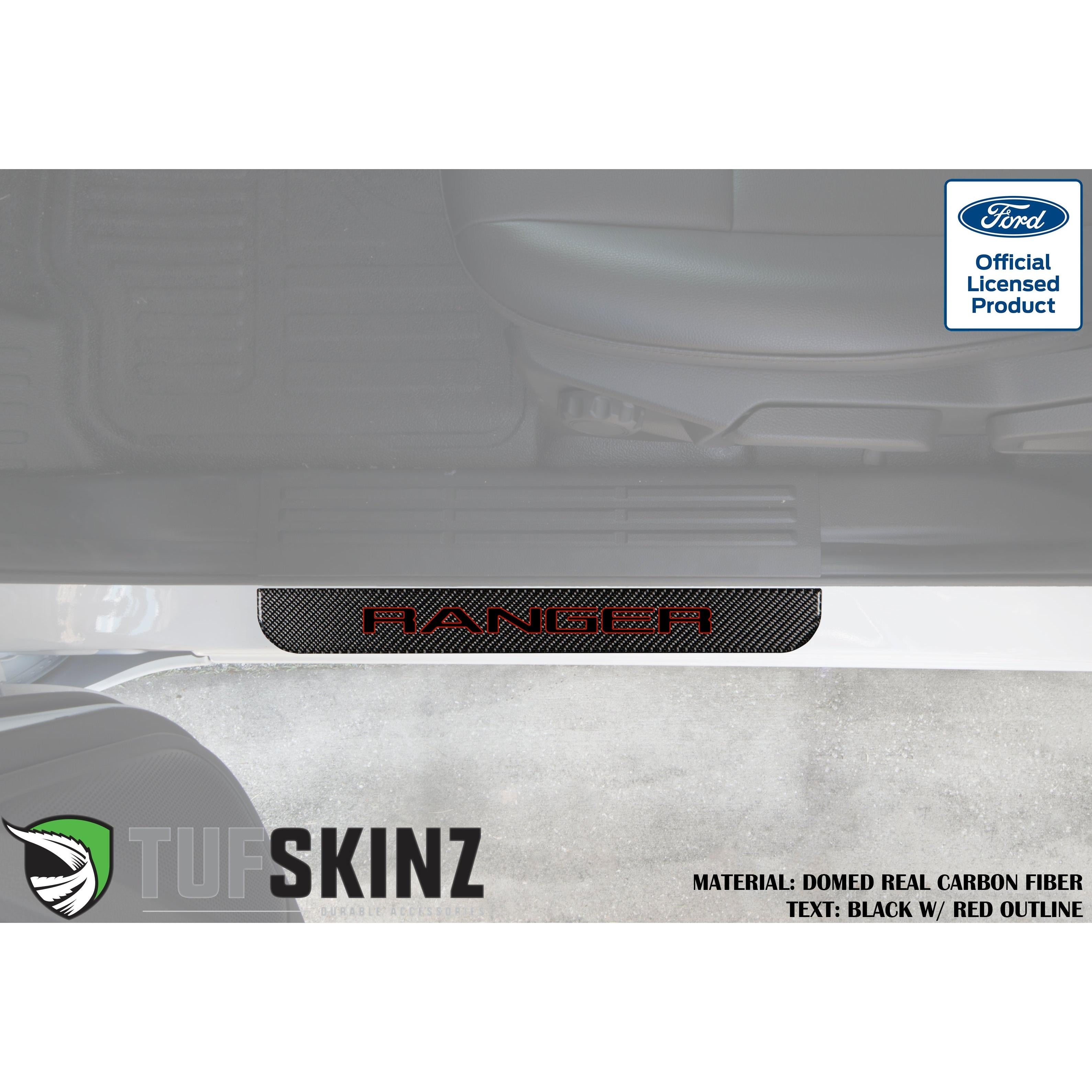 Supercrew Front Door Sill Trim Accent Trim Fits 2019-2020 Ford Ranger Black w/Red Outline