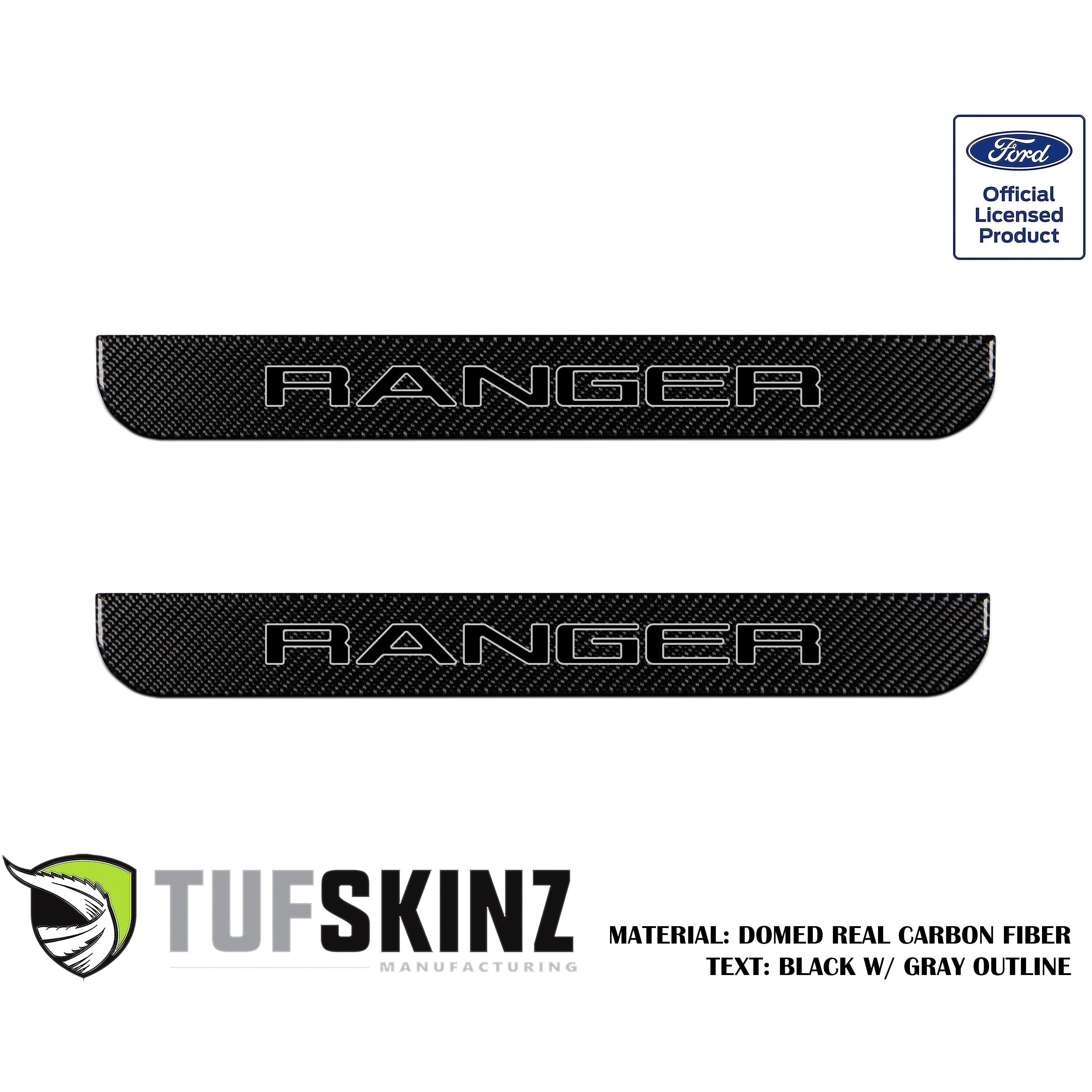 Supercrew Front Door Sill Trim Accent Trim Fits 2019-2020 Ford Ranger (Ranger)Black w/Gray Outline Logo
