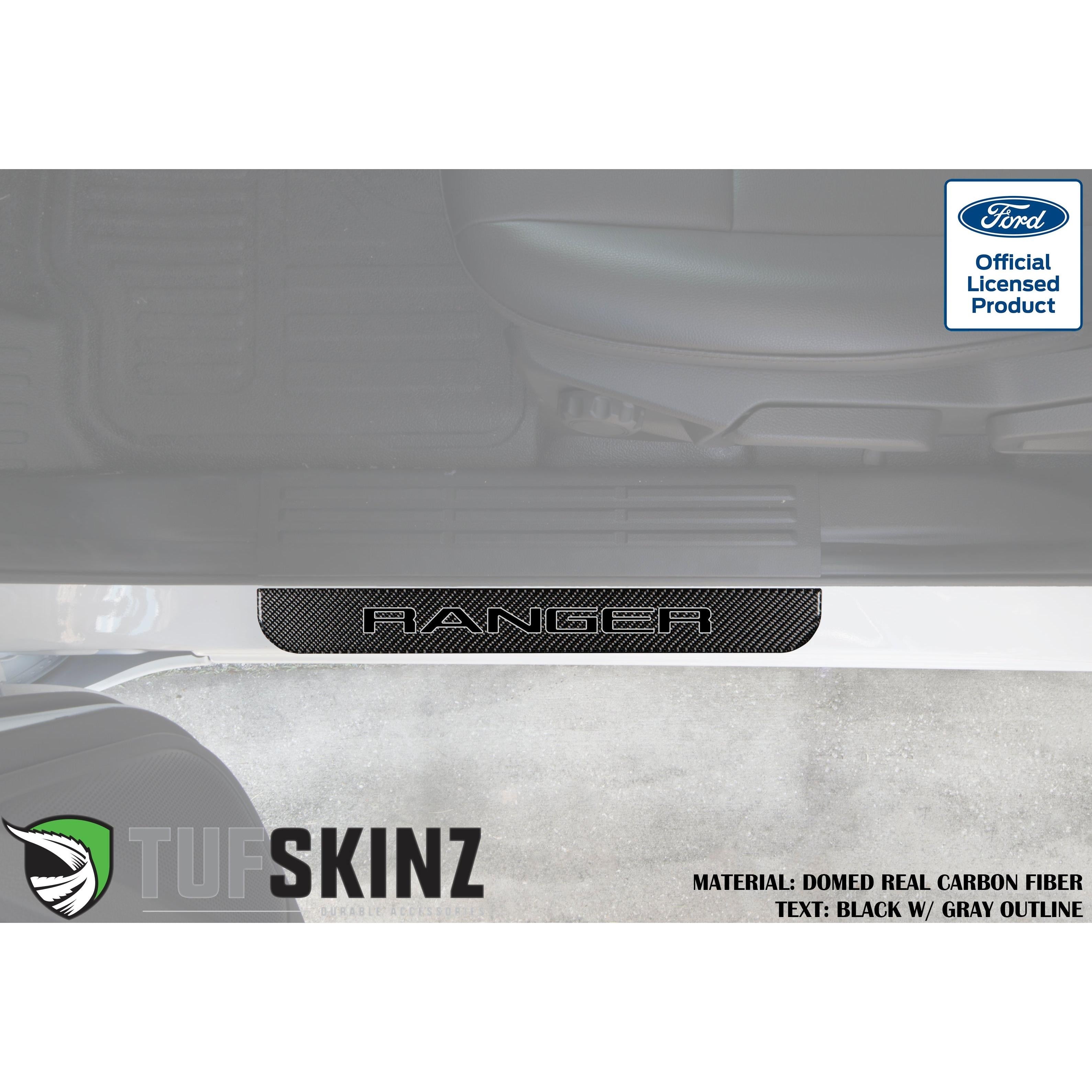 Supercrew Front Door Sill Trim Accent Trim Fits 2019-2020 Ford Ranger (Ranger)Black w/Gray Outline Logo