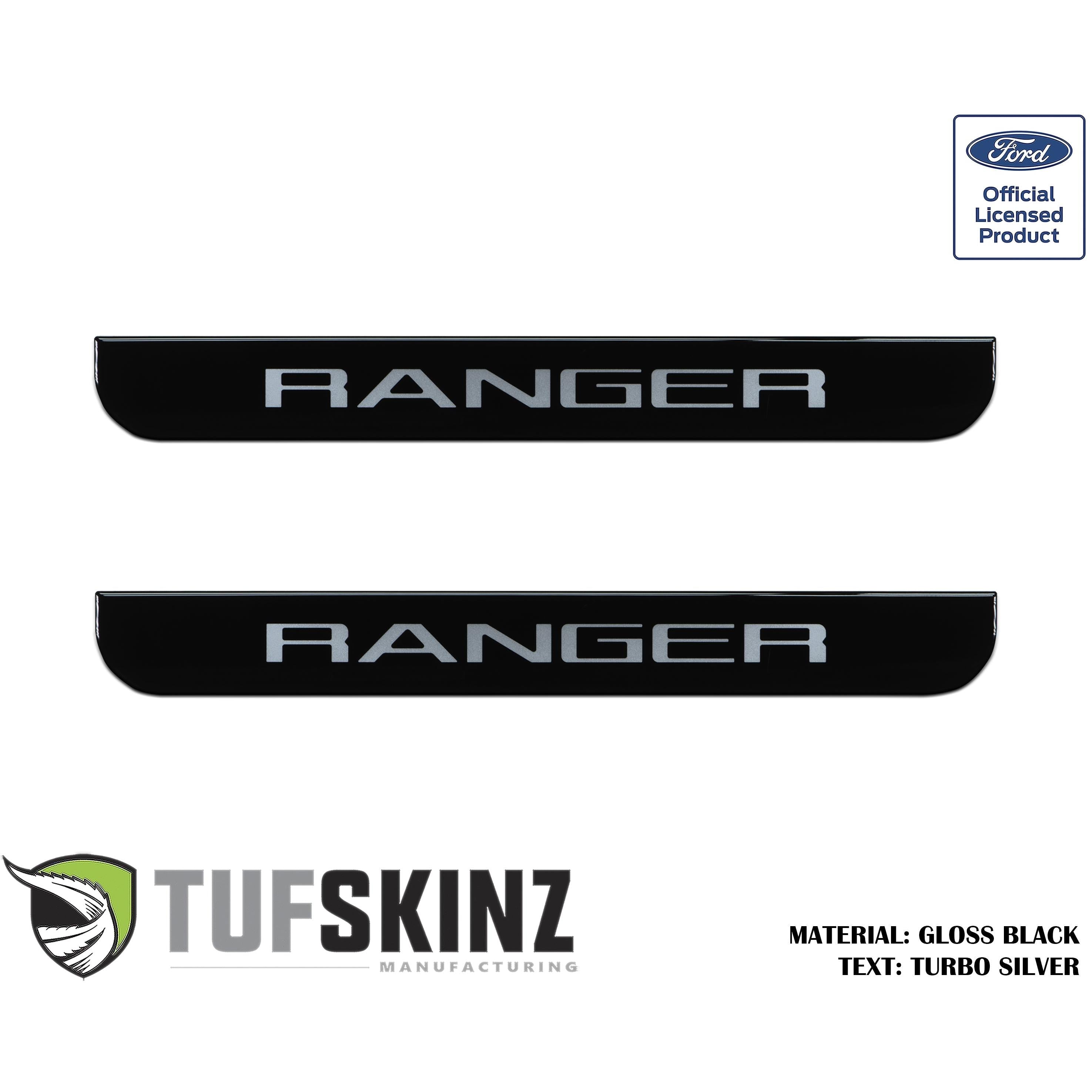 Supercrew Front Door Sill Trim Accent Trim Fits 2019-2020 Ford Ranger Silver Logo