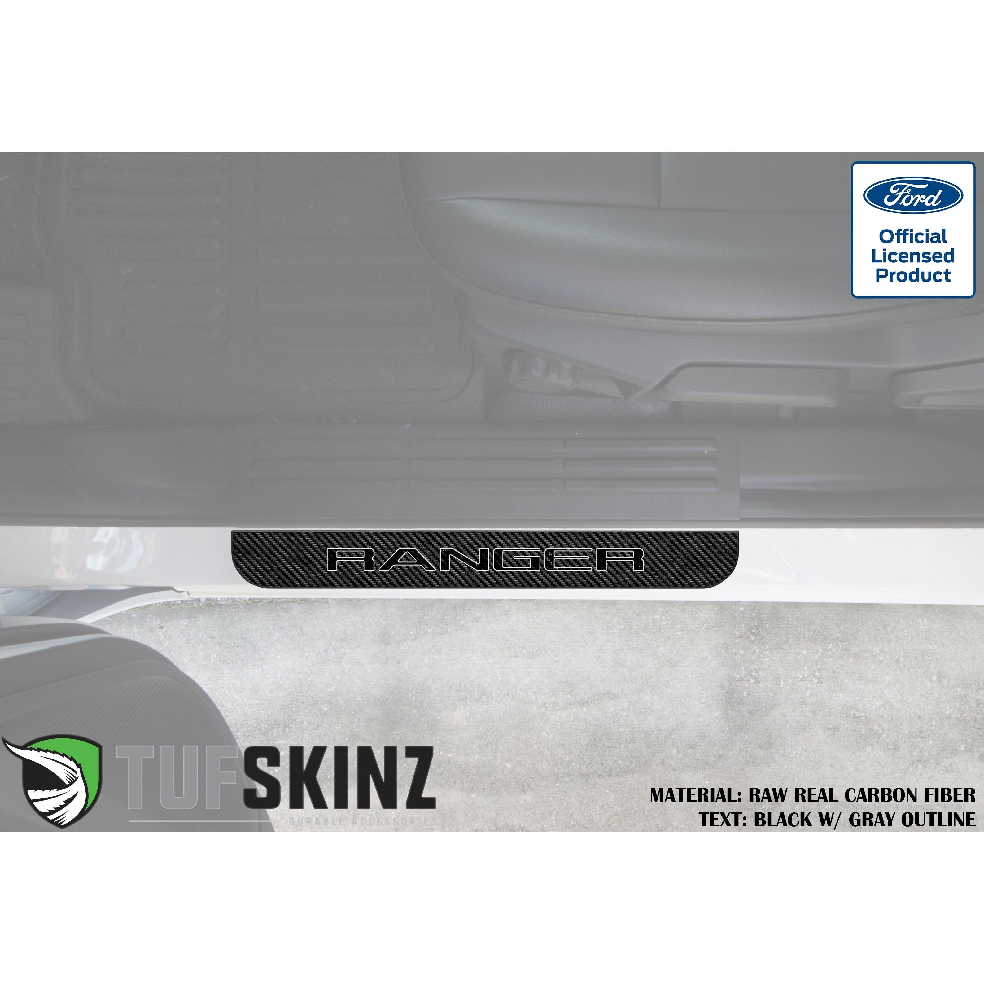 Supercrew Front Door Sill Trim Accent Trim Fits 2019-2020 Ford Ranger (Ranger)Black w/Gray Outline Logo