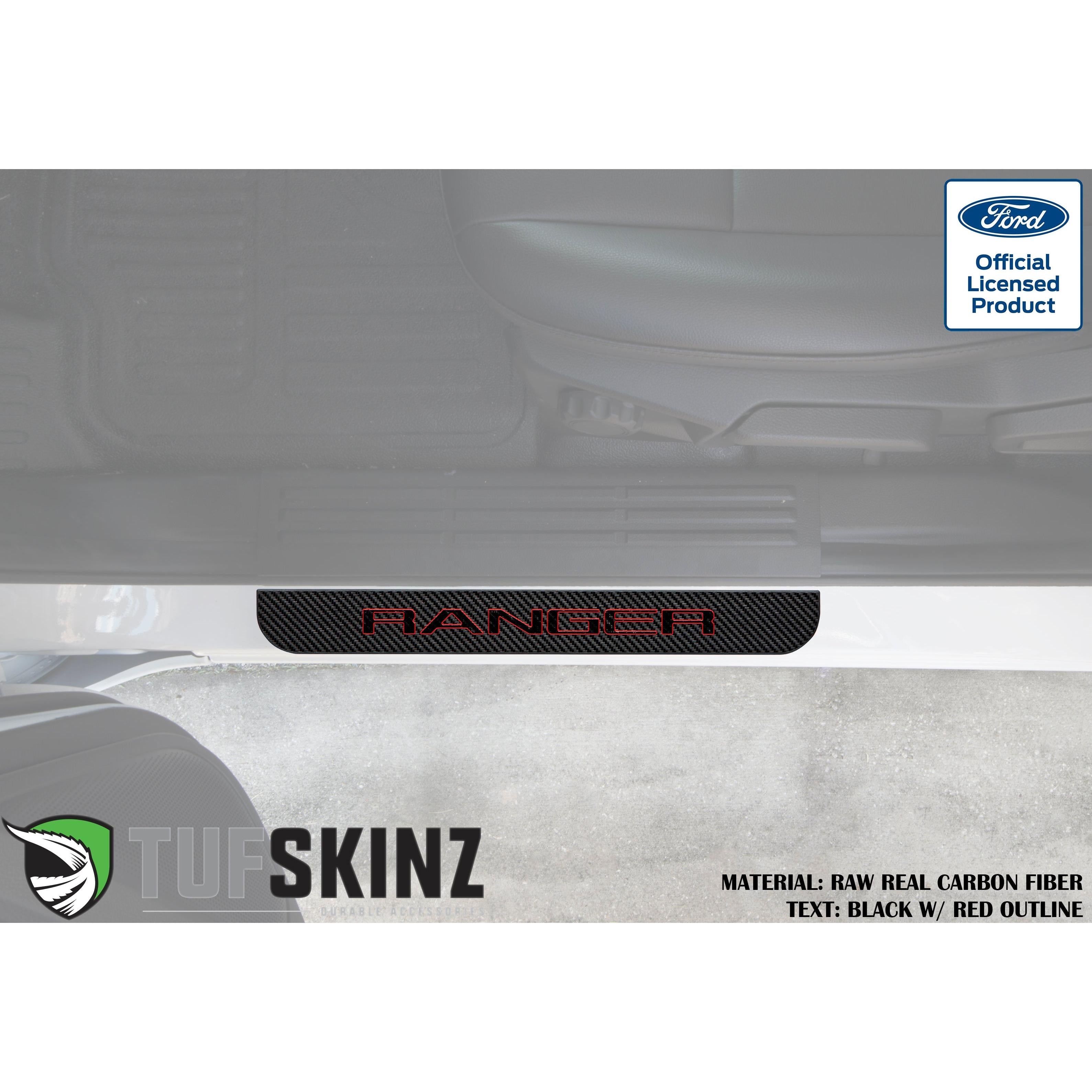 Supercrew Front Door Sill Trim Accent Trim Fits 2019-2020 Ford Ranger (Ranger)Black w/Red Outline Logo