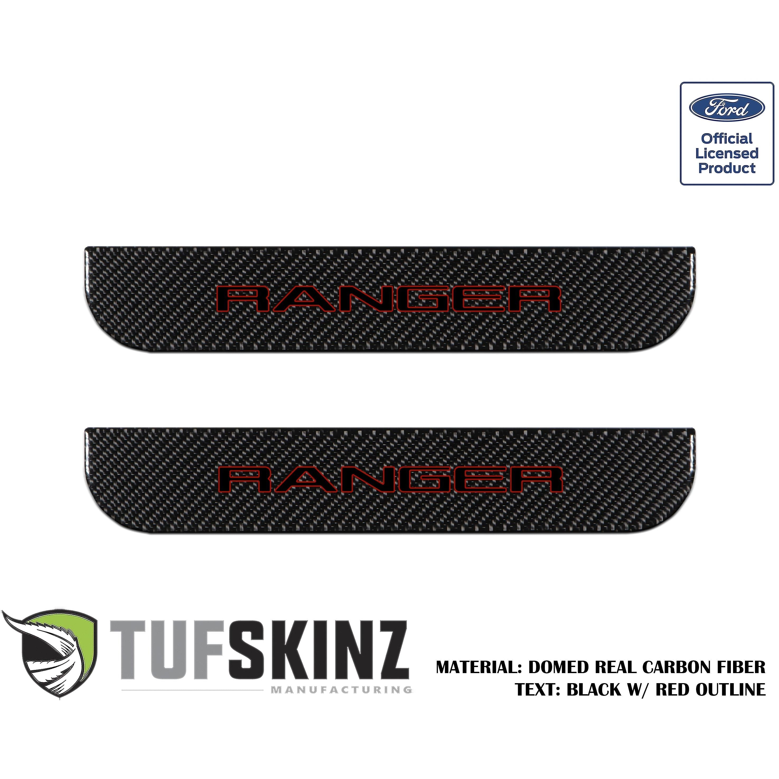 SuperCrew Rear Door Sill Trim Accent Trim Fits 2019-2020 Ford Ranger (Ranger)Black w/Red Outline Logo