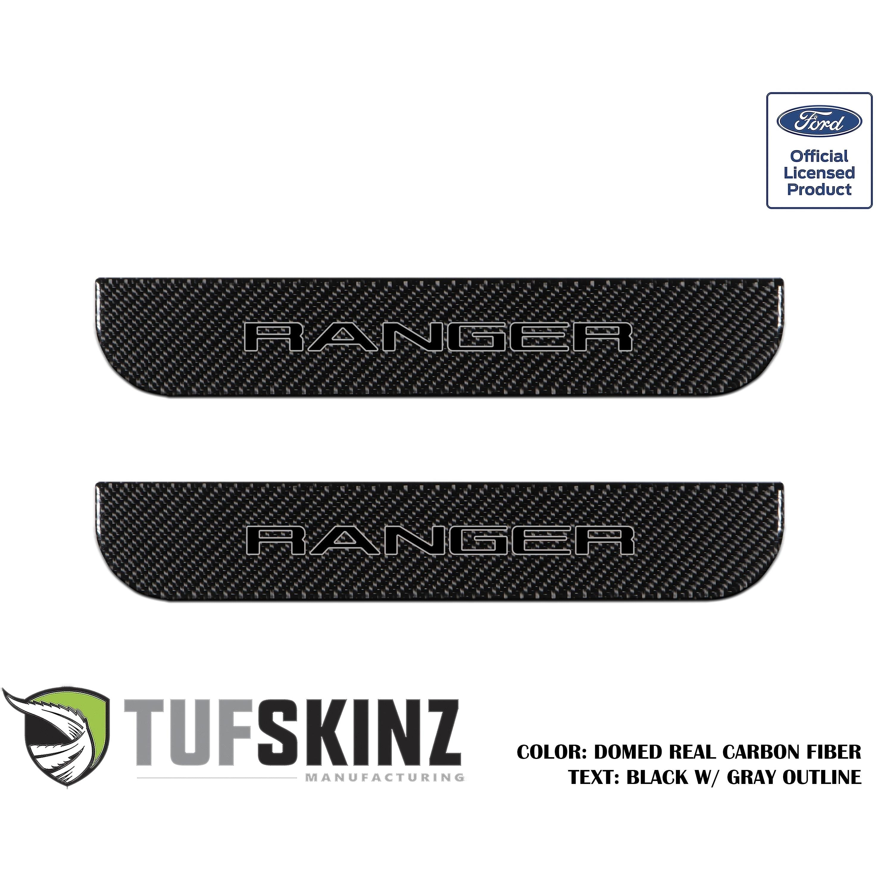SuperCrew Rear Door Sill Trim Accent Trim Fits 2019-2020 Ford Ranger (Ranger)Black w/Gray Outline Logo