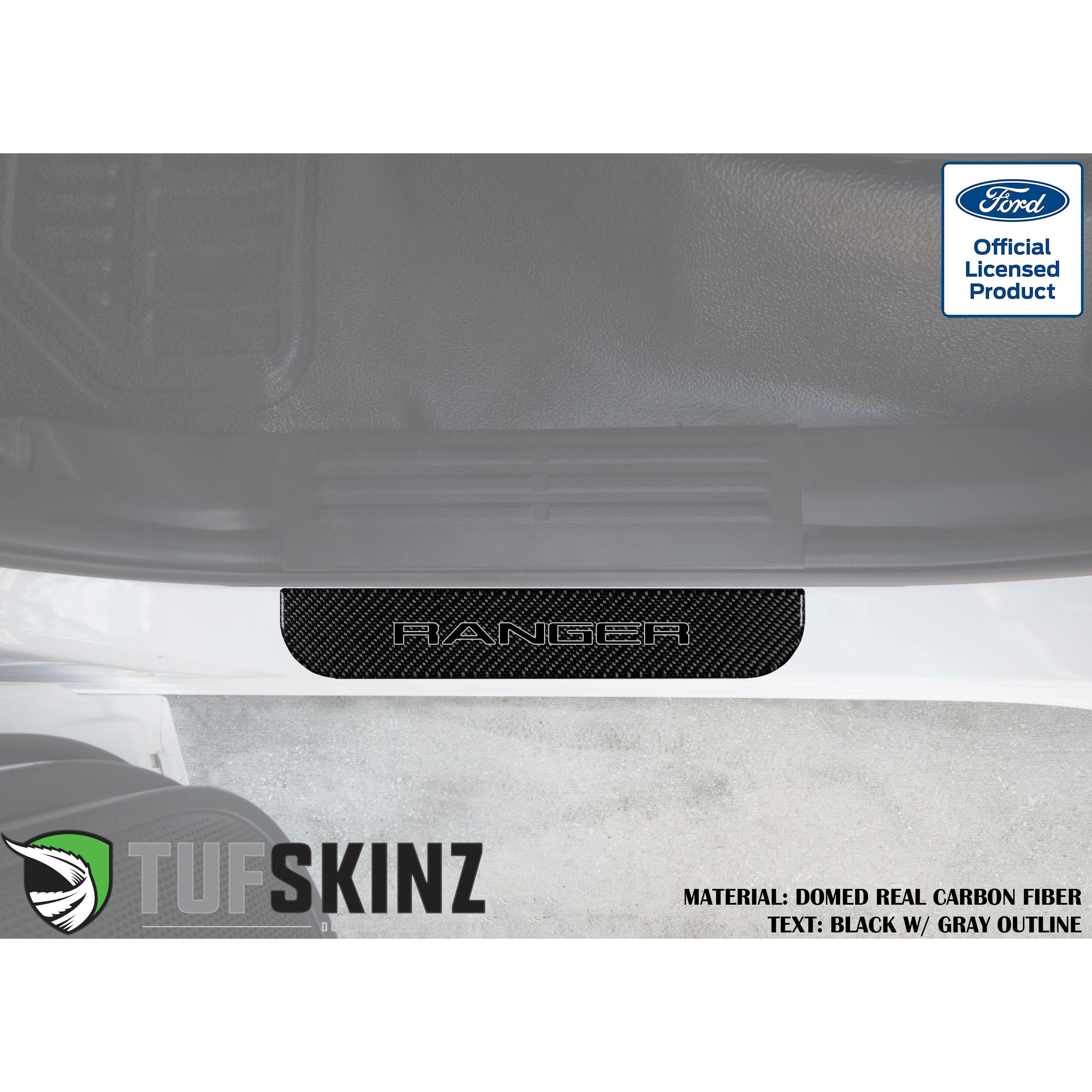 SuperCrew Rear Door Sill Trim Accent Trim Fits 2019-2020 Ford Ranger (Ranger)Black w/Gray Outline Logo
