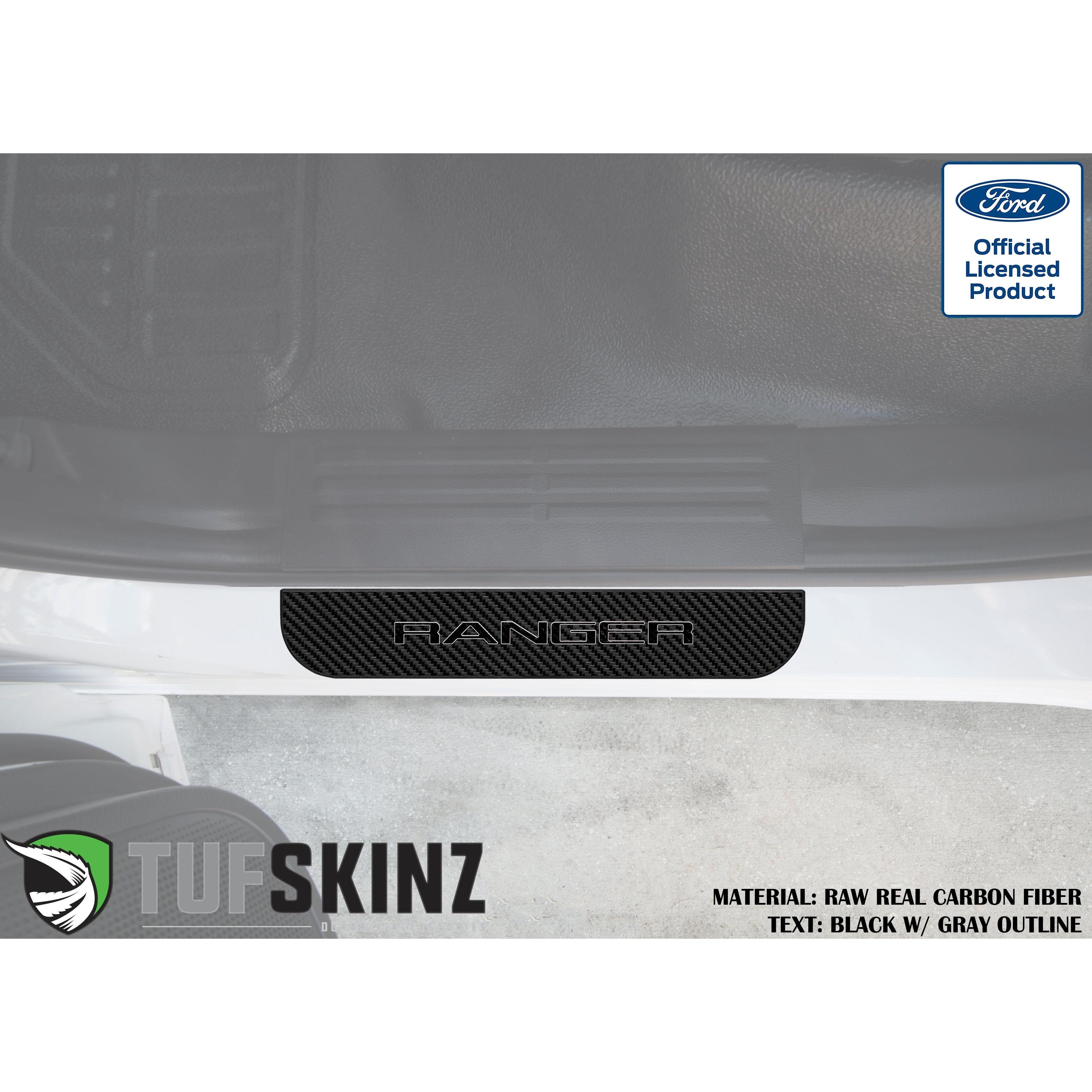 SuperCrew Rear Door Sill Trim Accent Trim Fits 2019-2020 Ford Ranger (Ranger)Black w/Gray Outline Logo